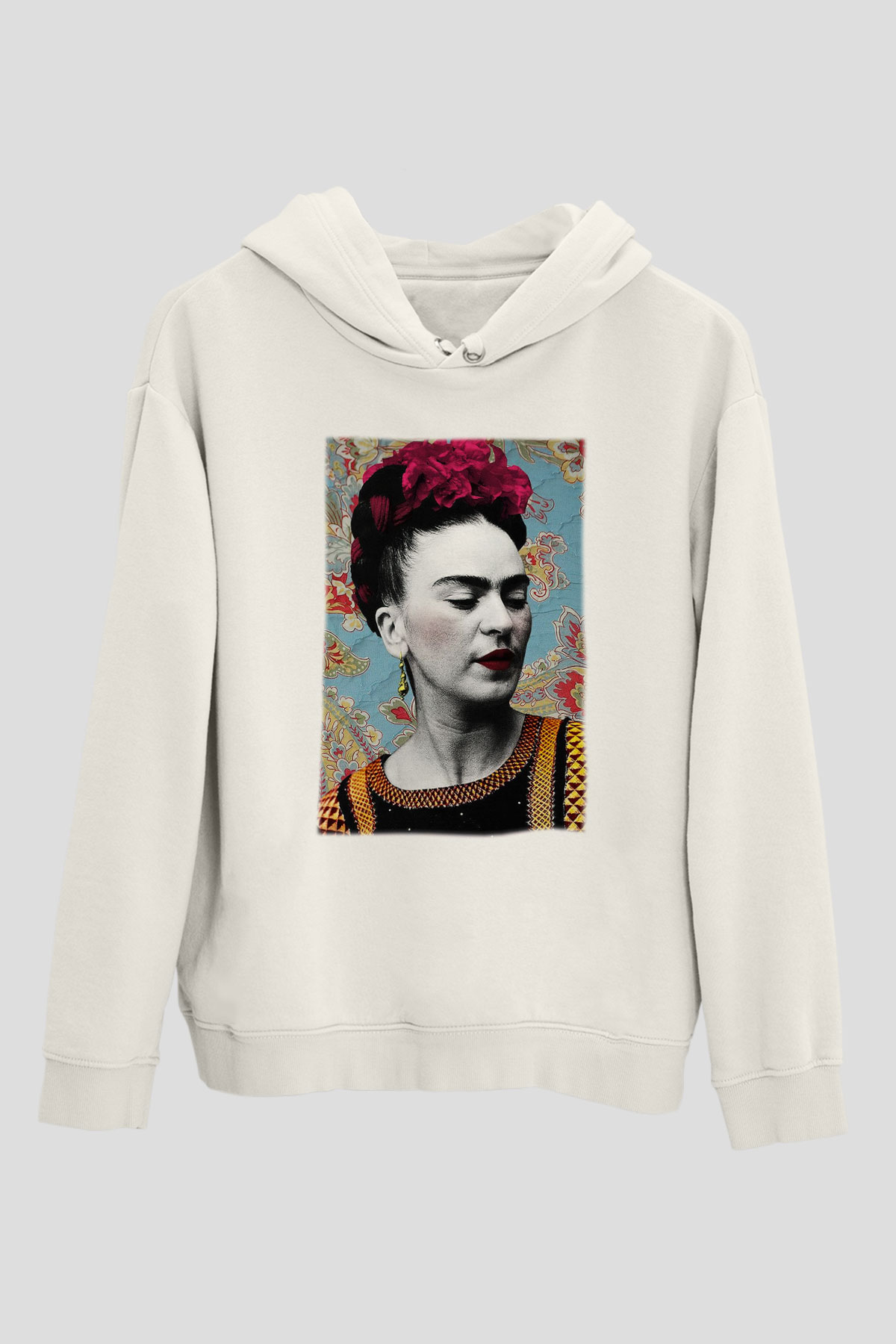 Frida Kahlo Beyaz Unisex Kapşonlu Sweatshirt