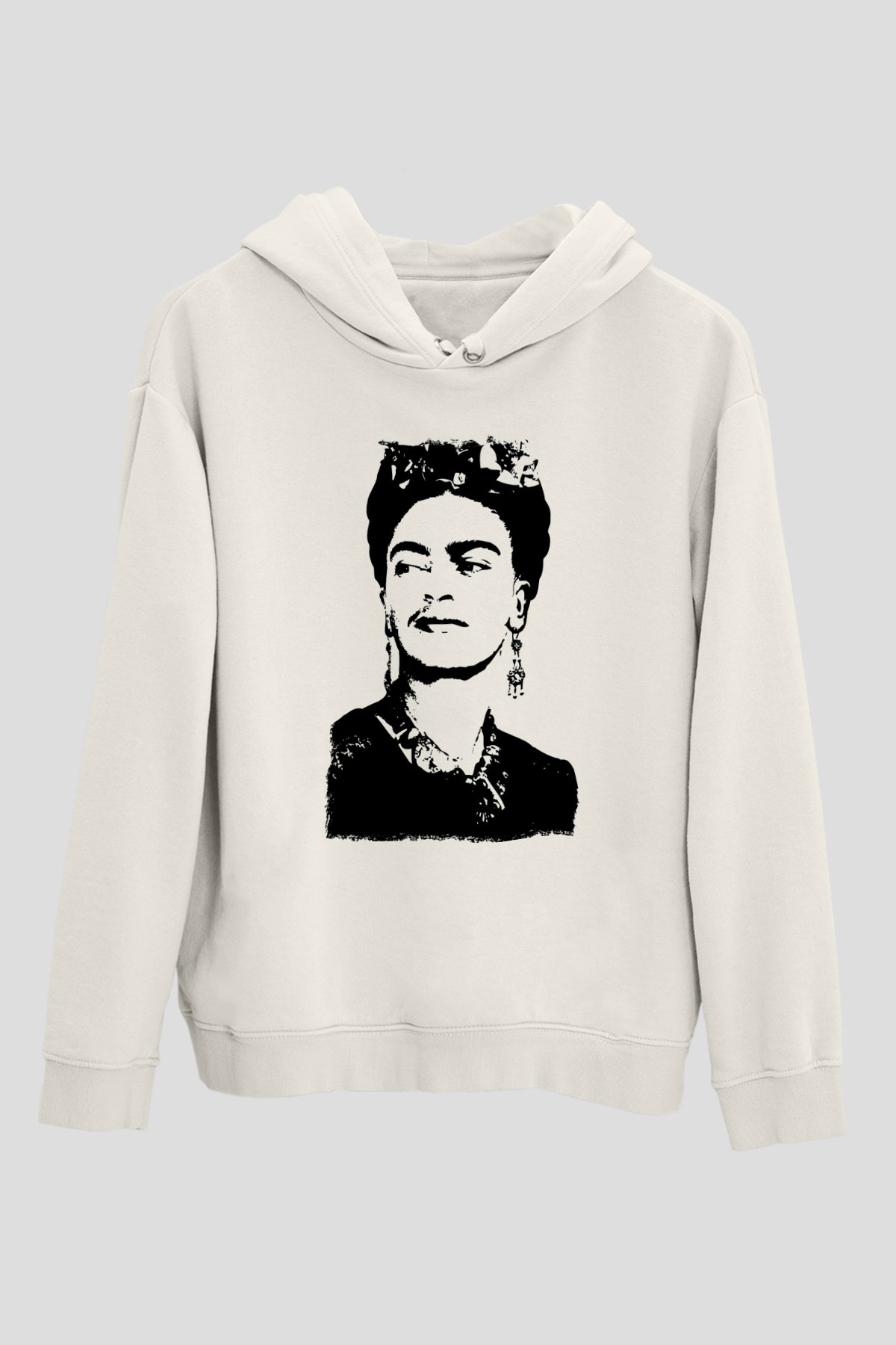 Frida Kahlo Beyaz Unisex Kapüşonlu Sweatshirt