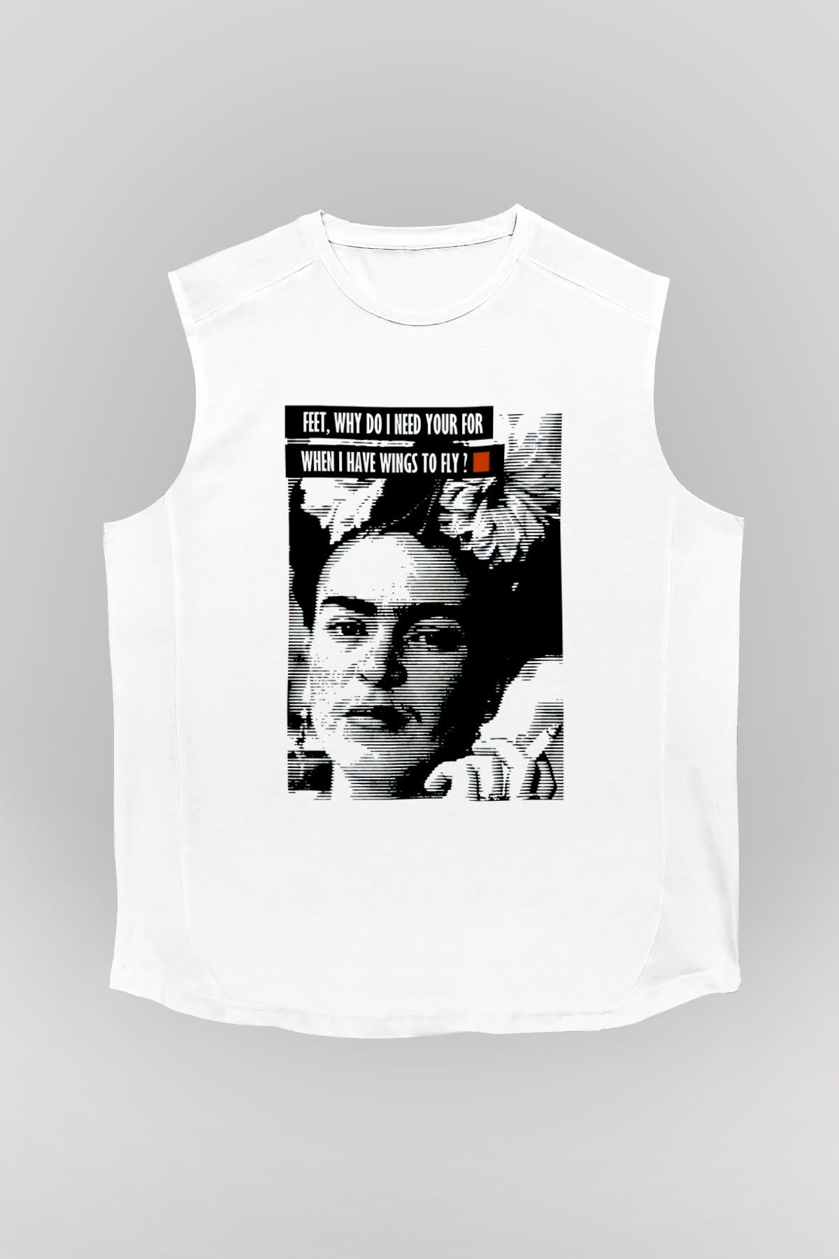 Frida Kahlo Beyaz Unisex Kolsuz Tişört