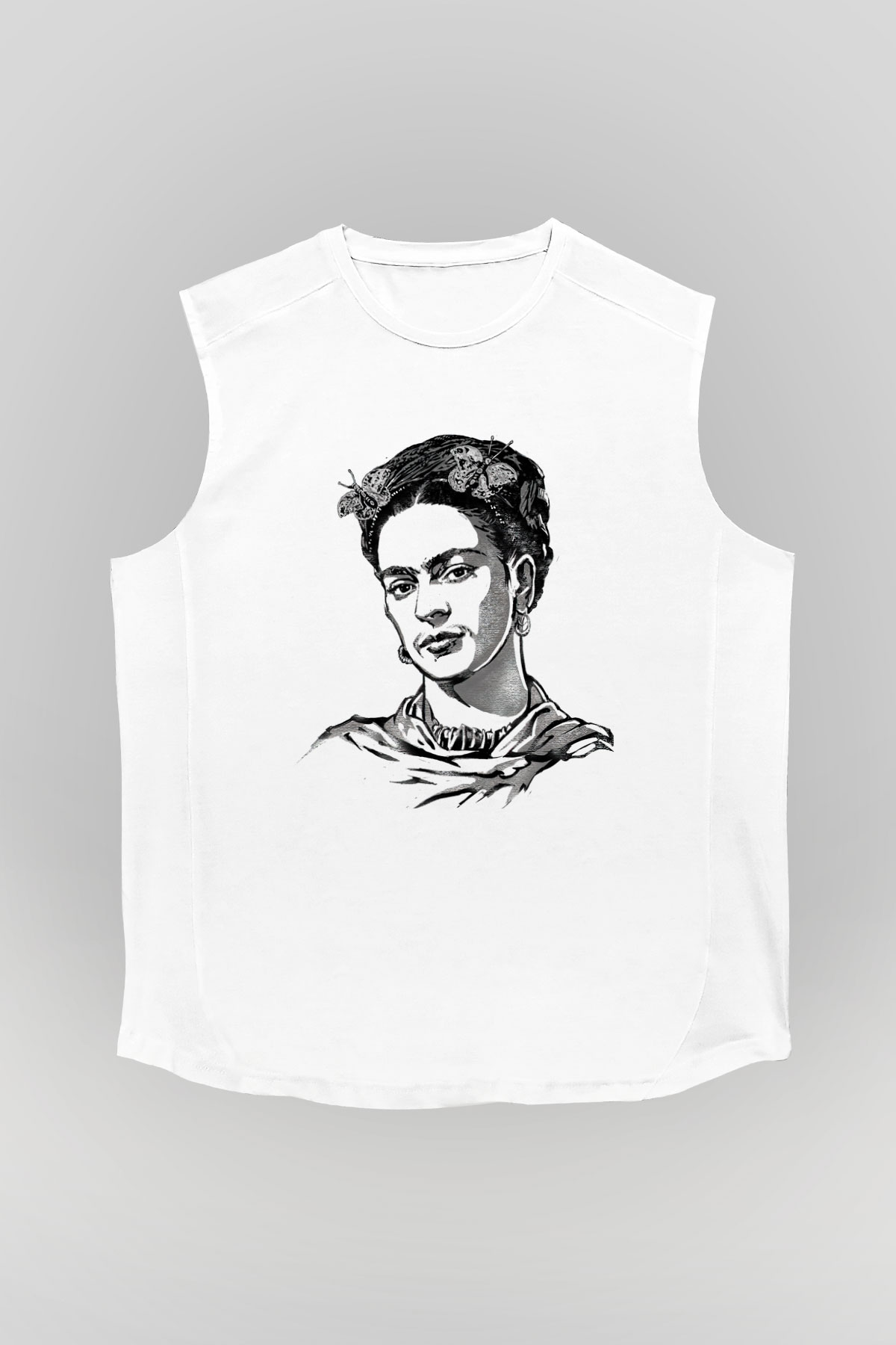 Frida Kahlo Beyaz Unisex Kolsuz Tişört