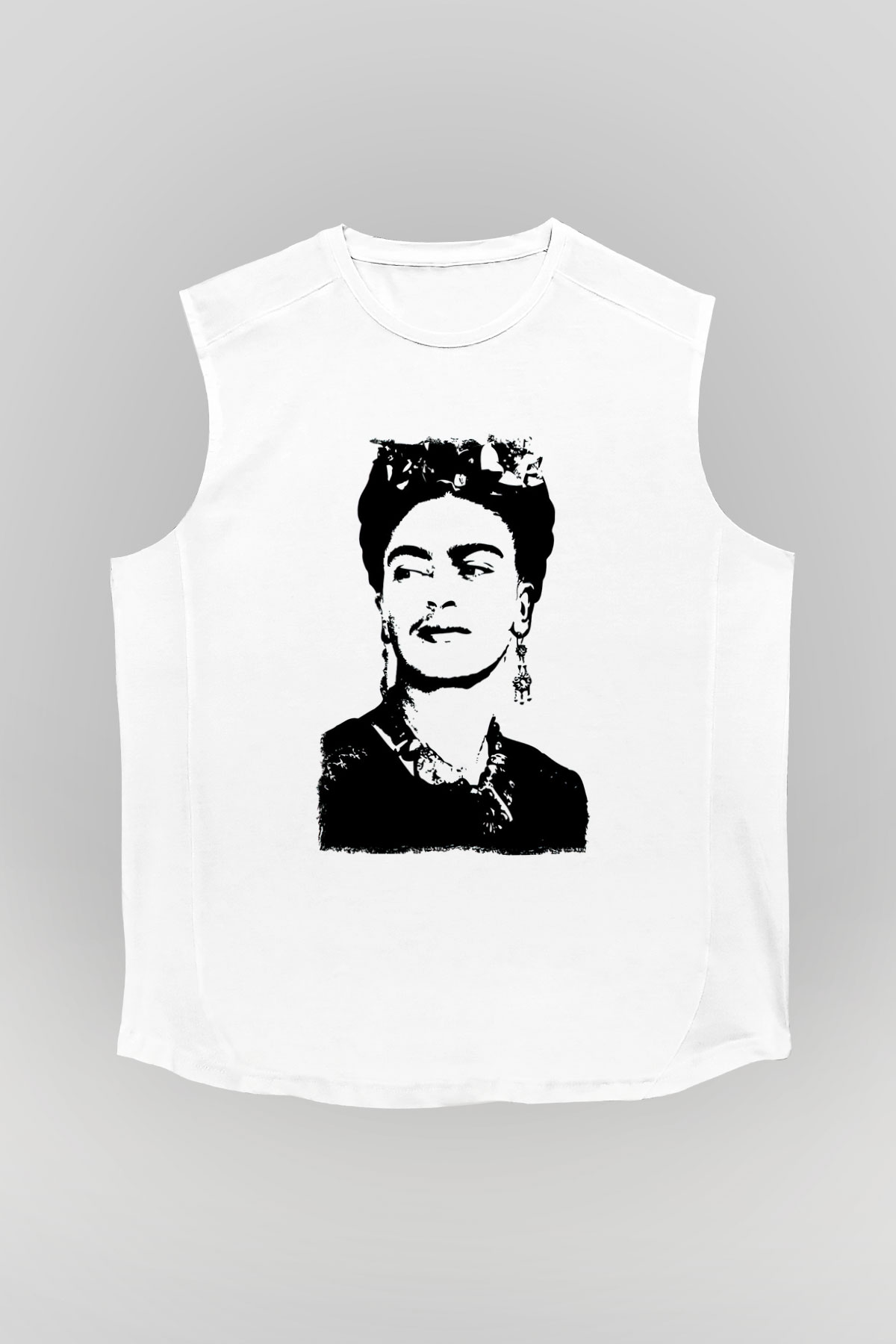 Frida Kahlo Beyaz Unisex Kolsuz Tişört