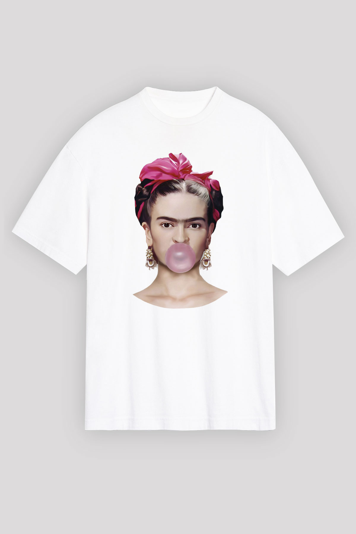 Frida Kahlo Beyaz Unisex Oversize Tişört T-Shirt