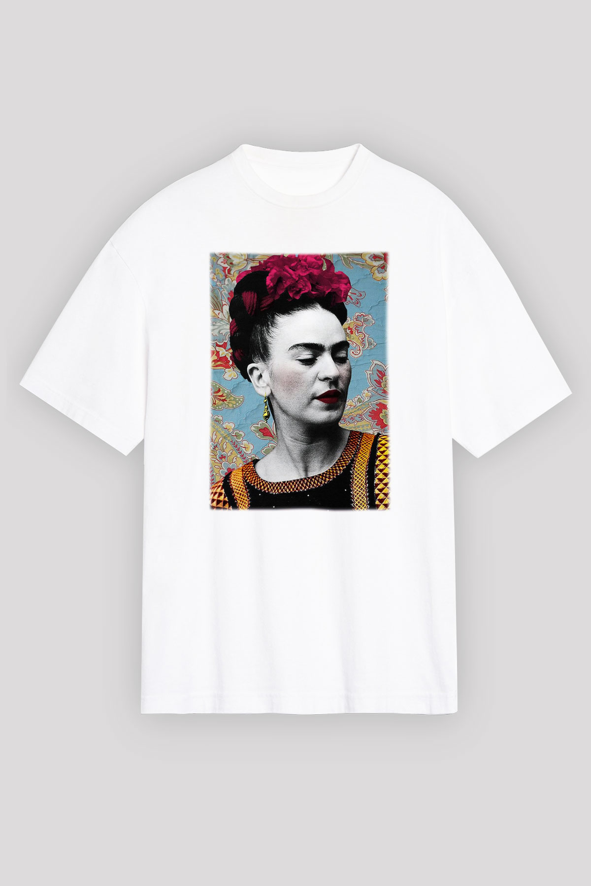 Frida Kahlo Beyaz Unisex Oversize Tişört T-Shirt
