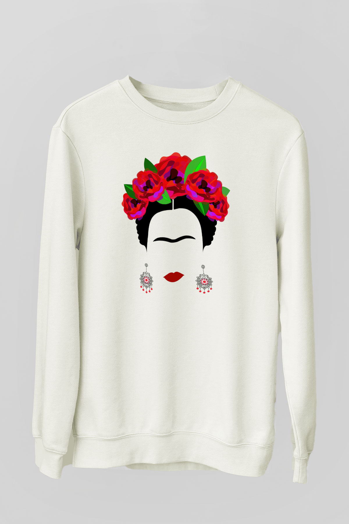 Frida Kahlo Beyaz Unisex Sweatshirt