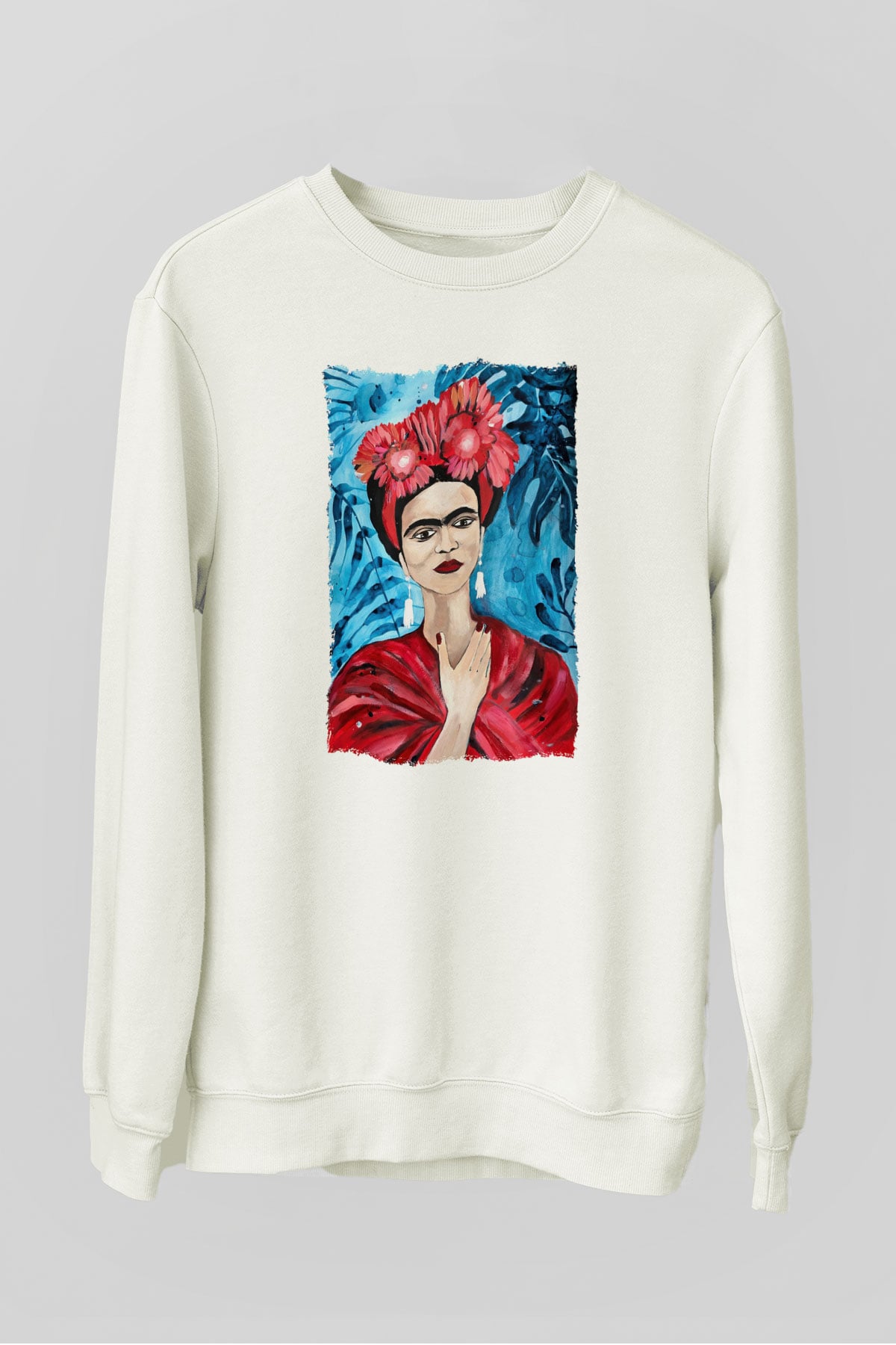 Frida Kahlo Beyaz Unisex Sweatshirt