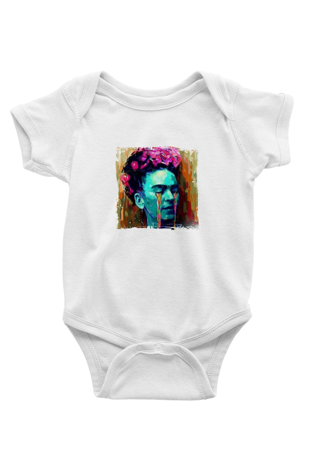 Frida Kahlo Unisex Baskılı Beyaz Bebek Body - Zıbın
