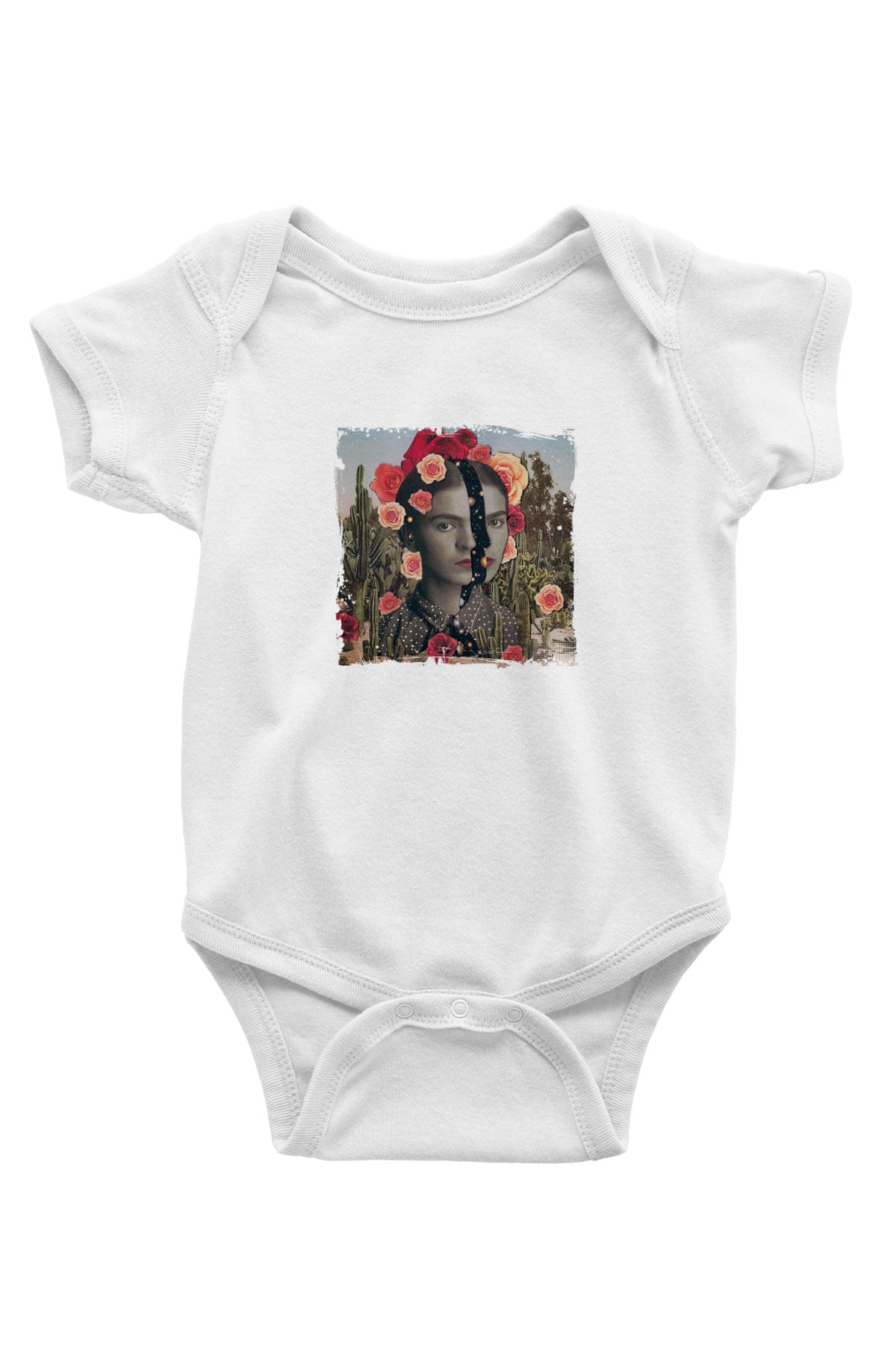 Frida Kahlo Unisex Baskılı Beyaz Bebek Body - Zıbın