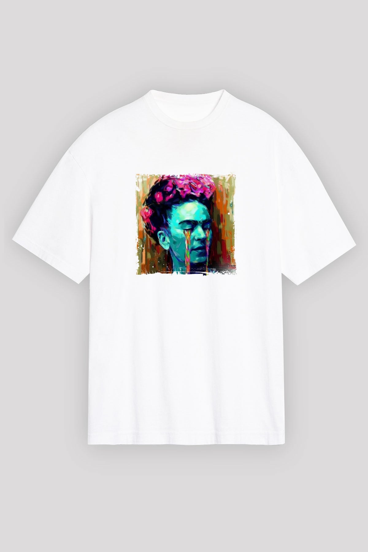 Frida Kahlo Unisex Baskılı Beyaz Tişört