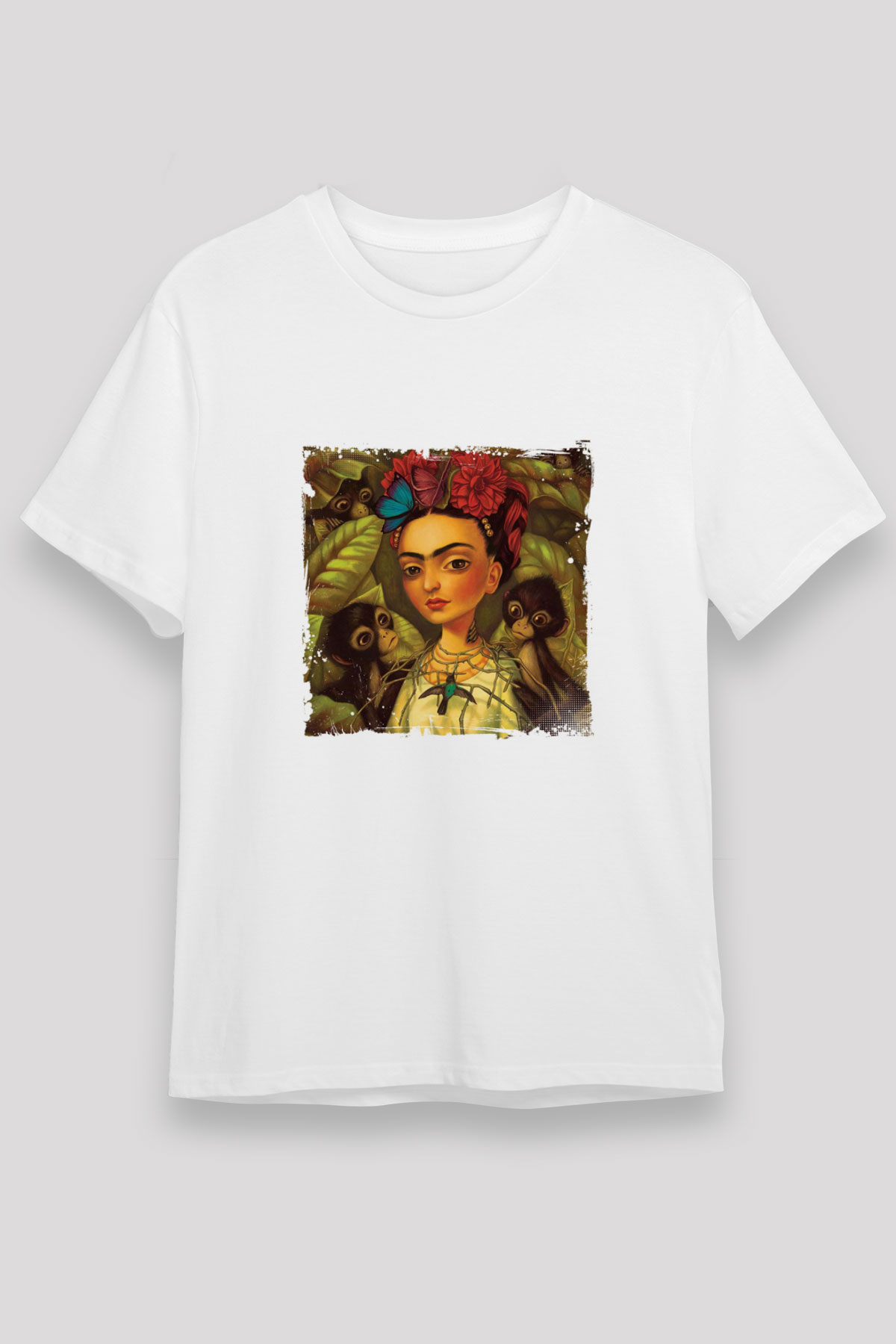 Frida Kahlo Unisex Baskılı Beyaz Tişört