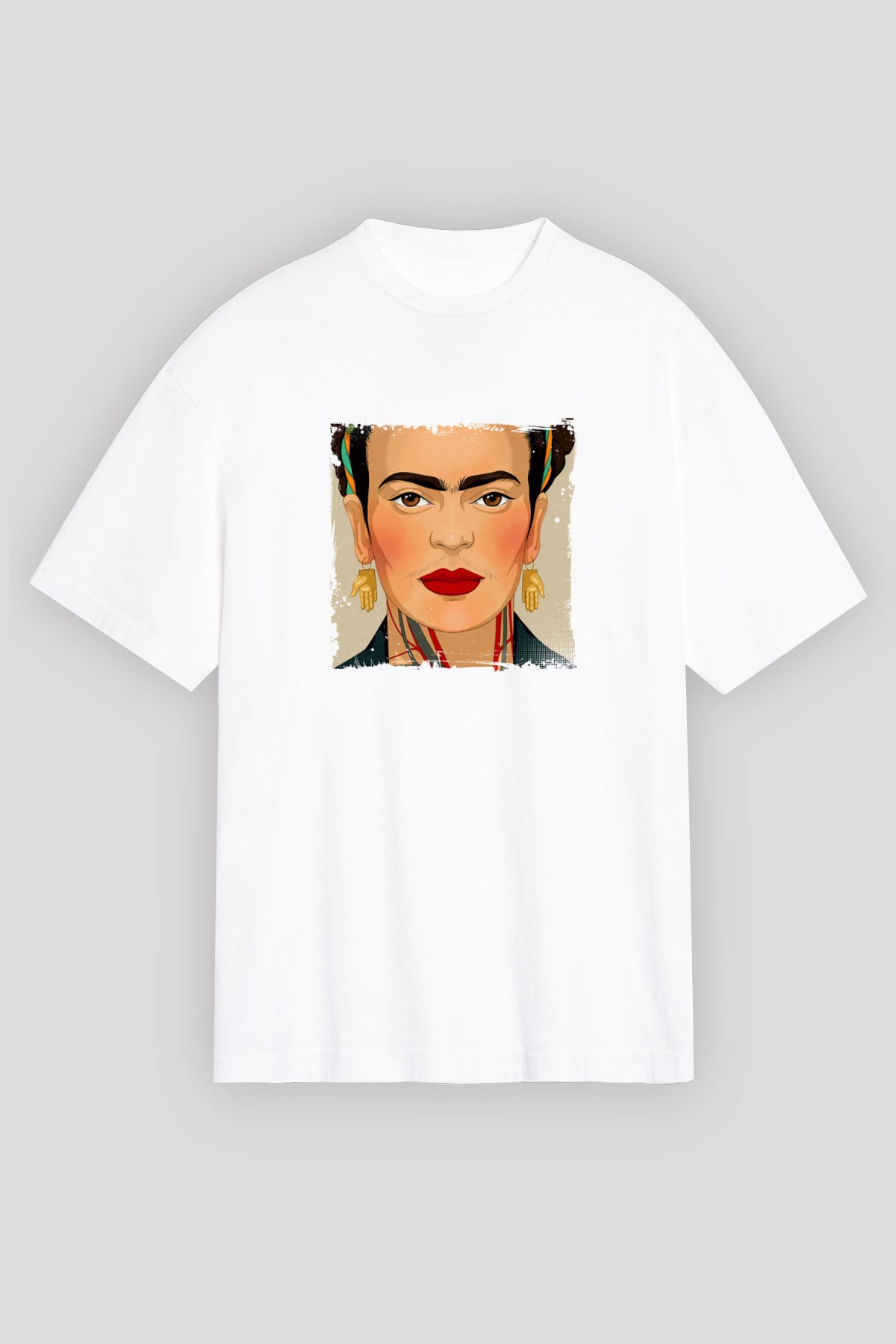 Frida Kahlo Unisex Baskılı Beyaz Tişört