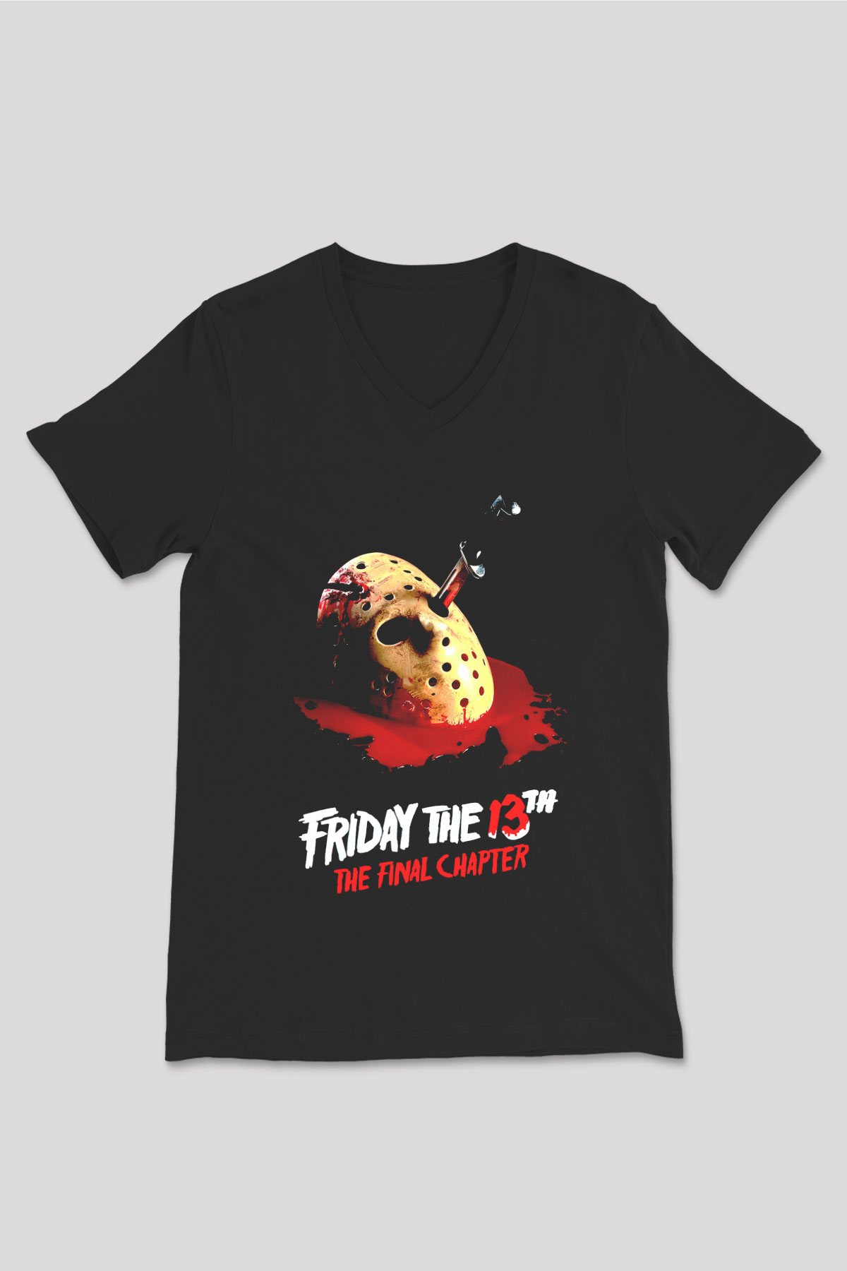 Friday the 13th 13.Cuma Siyah Unisex  V Yaka Tişört