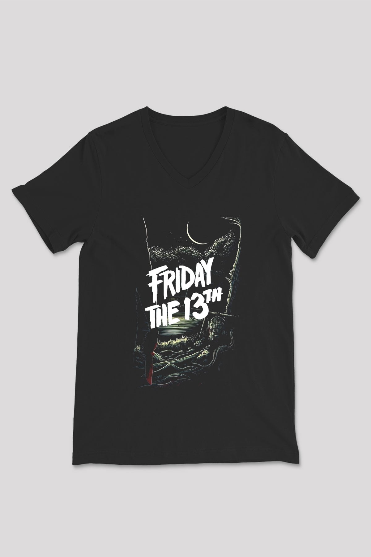 Friday the 13th 13.Cuma Siyah Unisex V Yaka Tişört