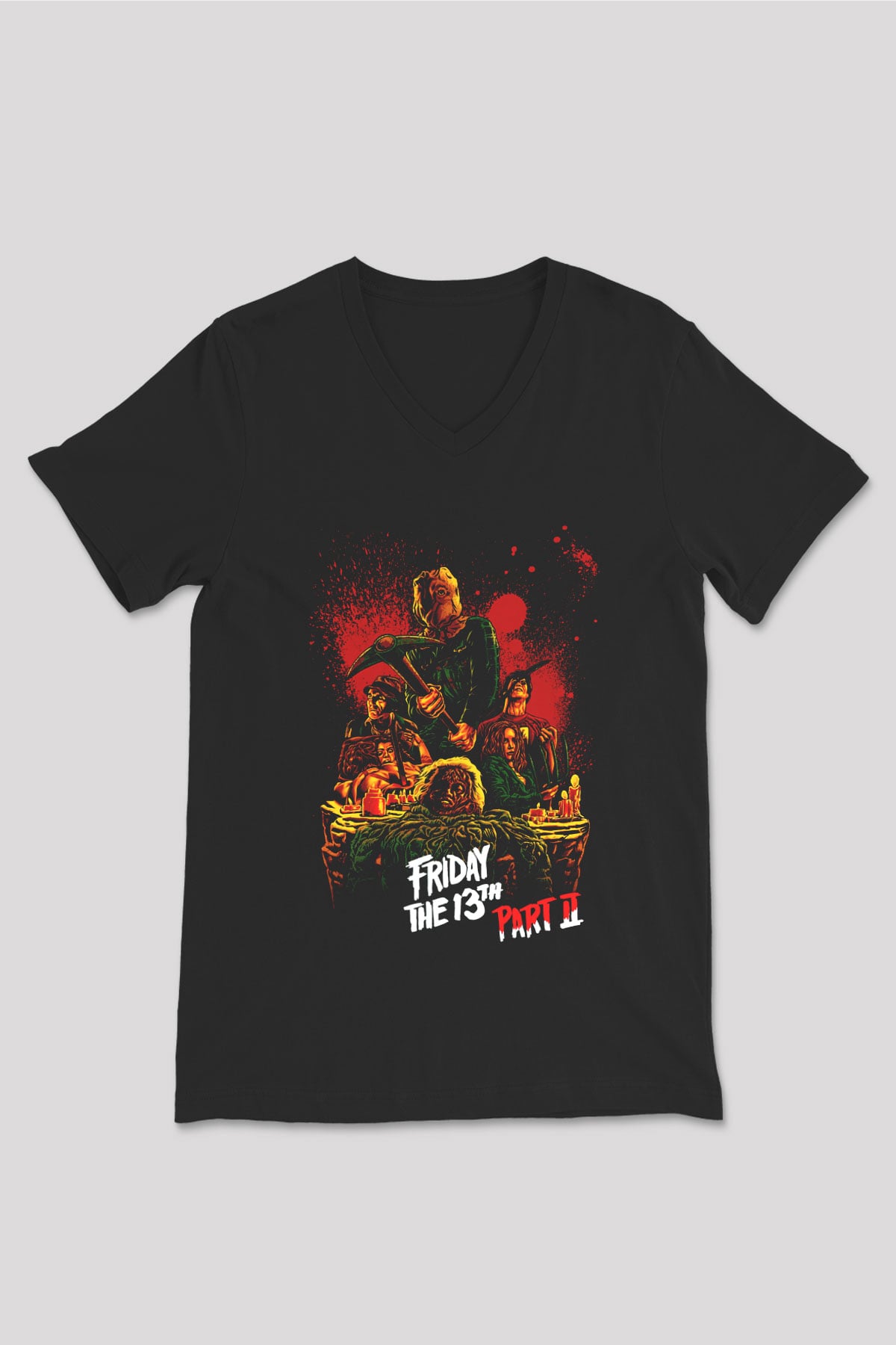 Friday the 13th 13.Cuma Siyah Unisex V Yaka Tişört