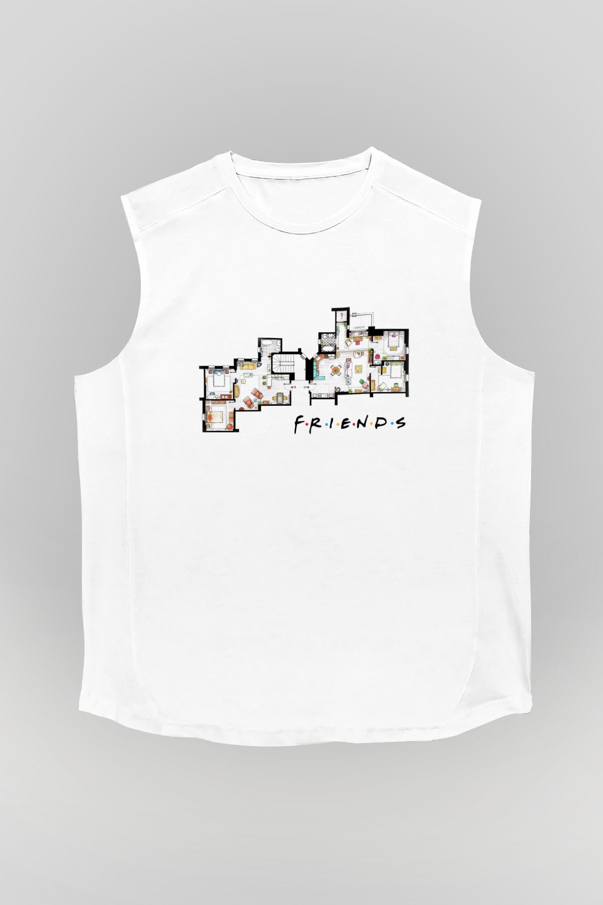 Friends Beyaz Unisex Kolsuz Tişört