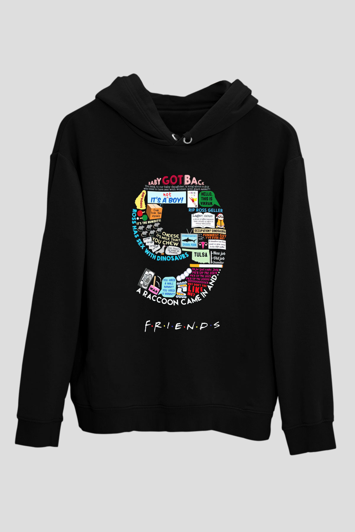 Friends Siyah Unisex Kapüşonlu Sweatshirt