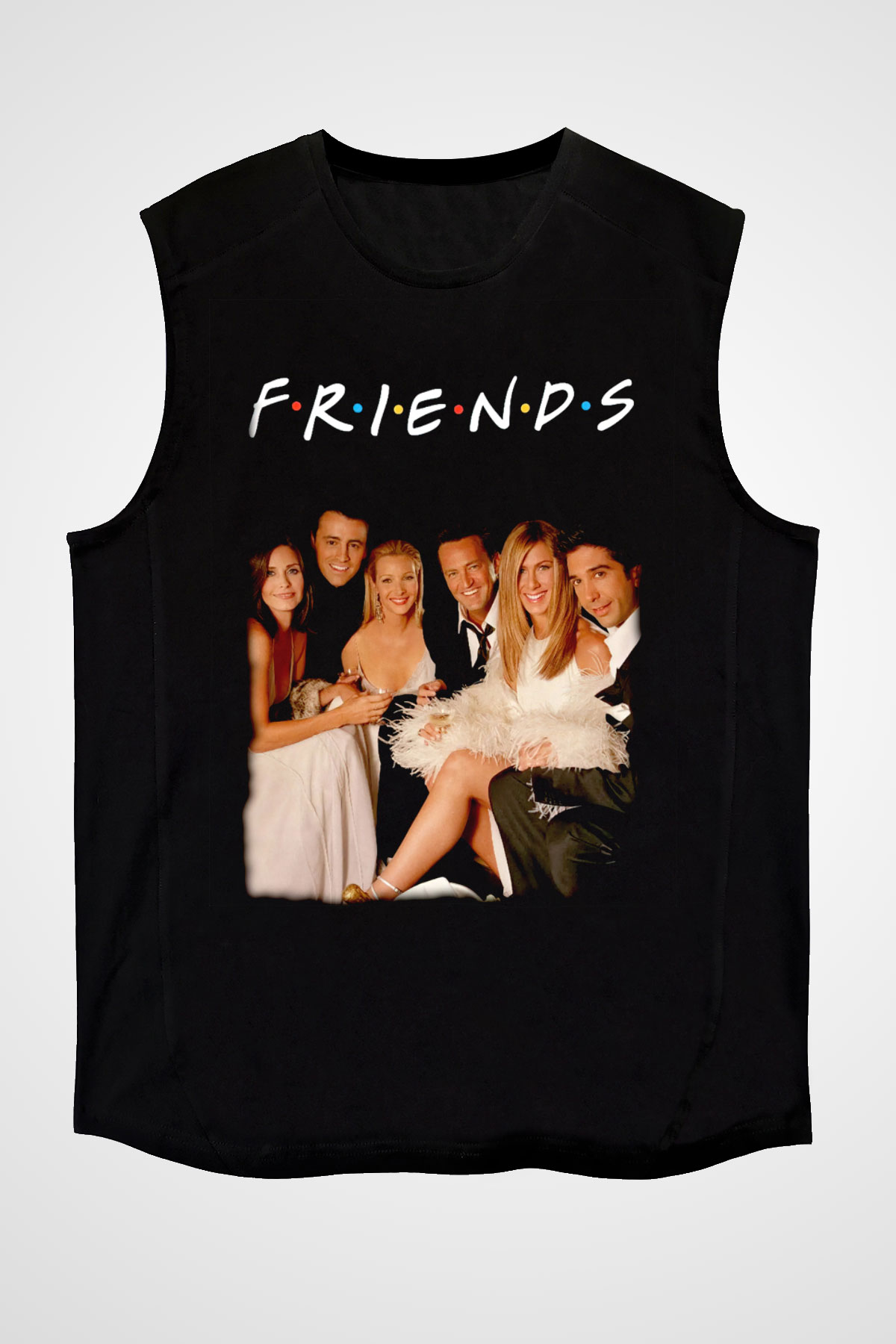 Friends Siyah Unisex  Kolsuz Tişört