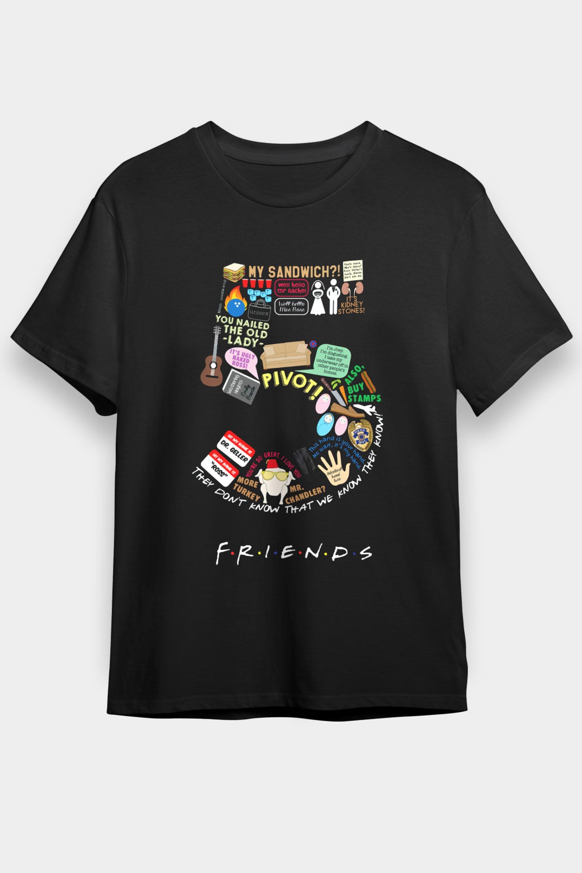 Friends Siyah Unisex Tişört