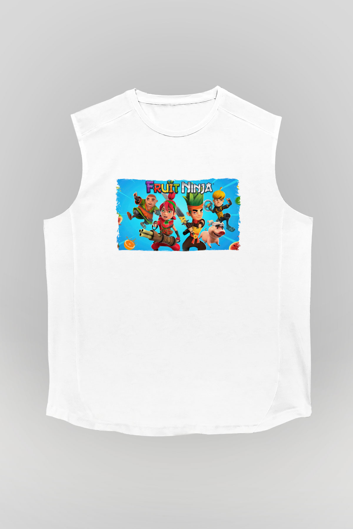 Fruit Ninja Beyaz Unisex Kolsuz Tişört