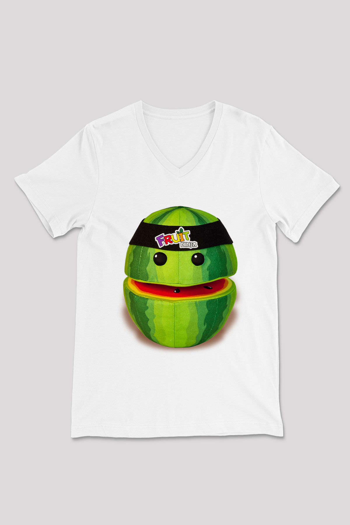 Fruit Ninja Beyaz Unisex V Yaka Tişört T-Shirt