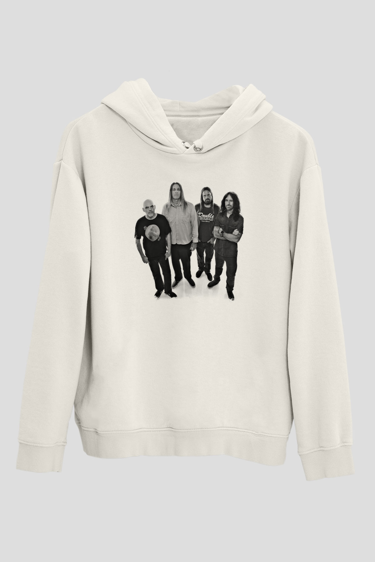 Fu Manchu Baskılı Unisex Beyaz Hoodie