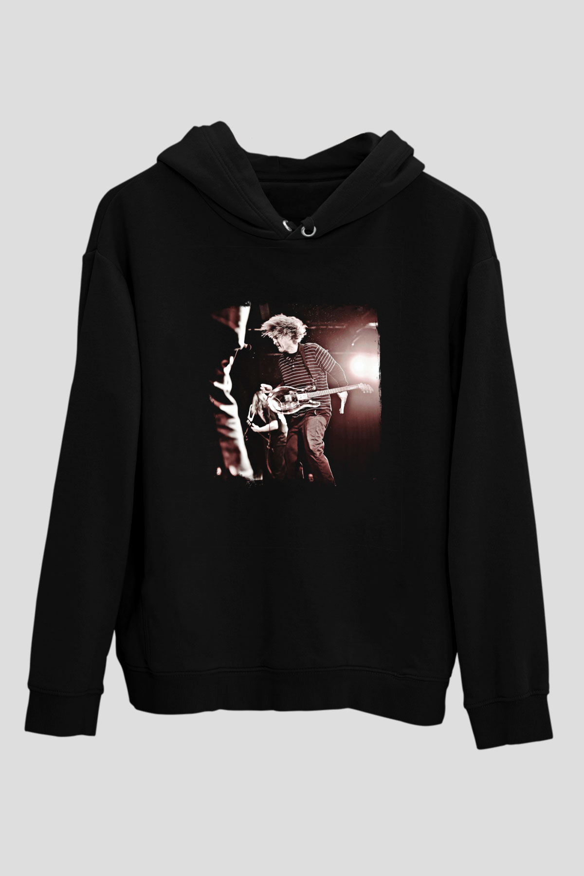 Fu Manchu Baskılı Unisex Siyah Hoodie