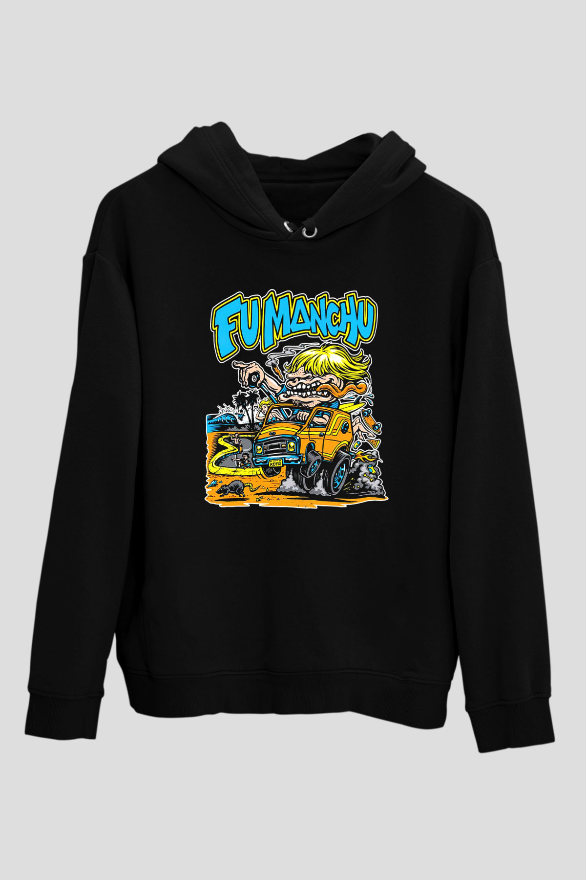 Fu Manchu Siyah Unisex Hoodie