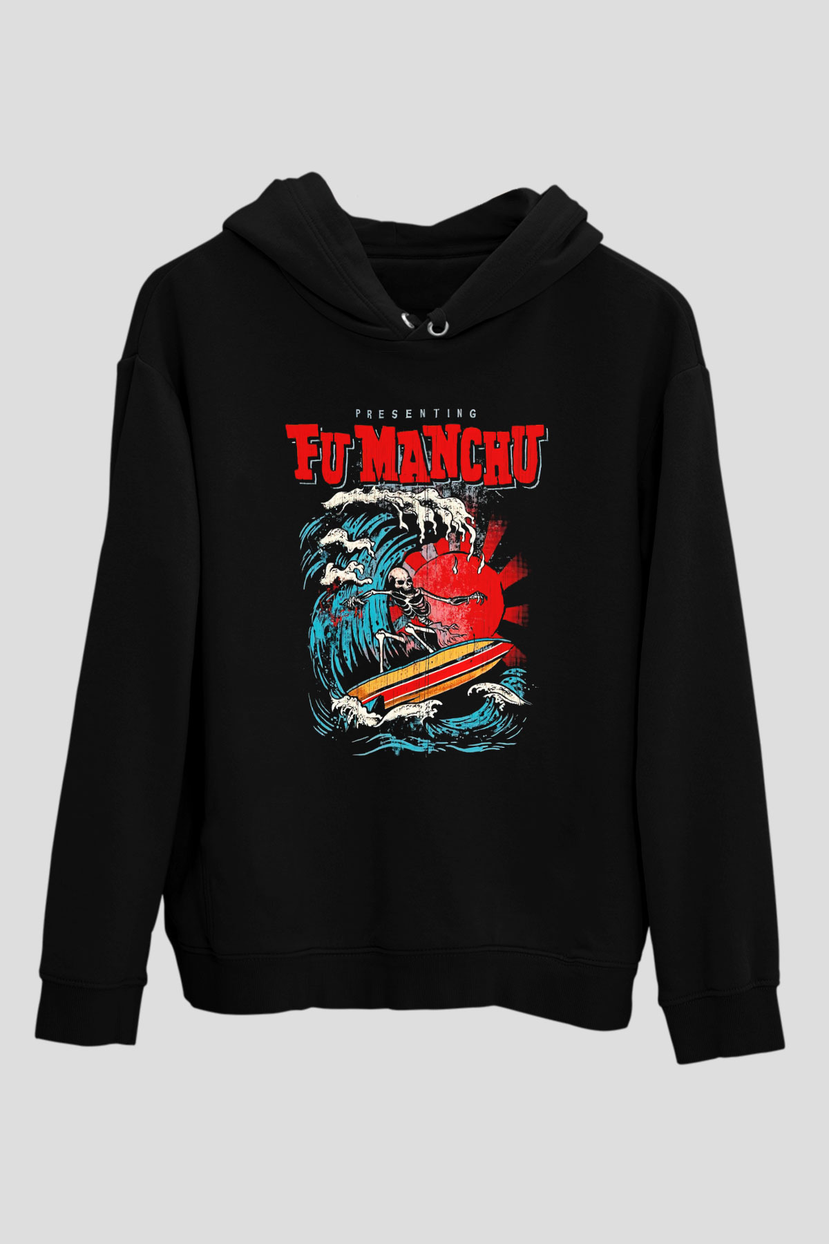 Fu Manchu Siyah Unisex Hoodie