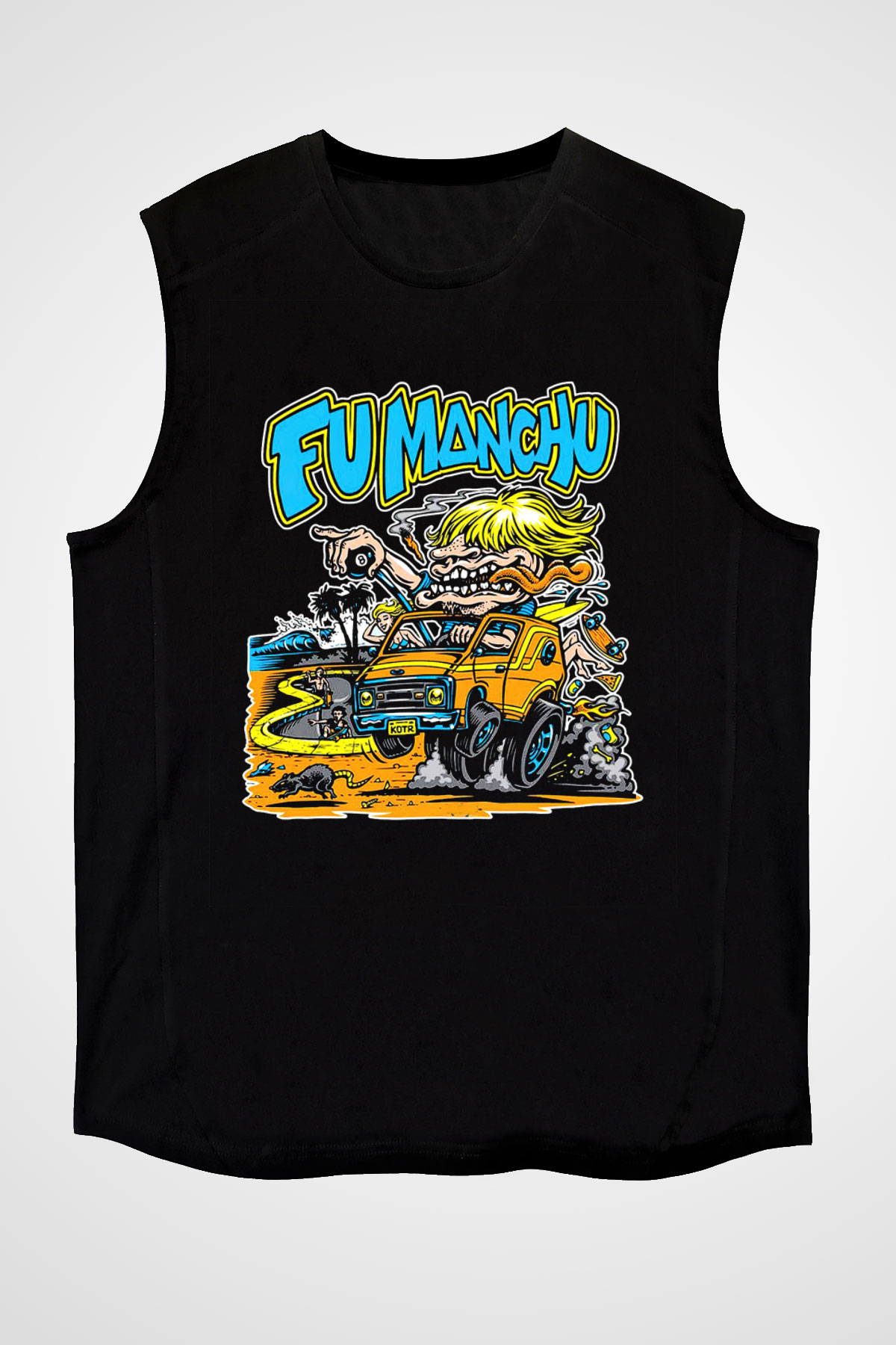 Fu Manchu Siyah Unisex Kolsuz Tişört