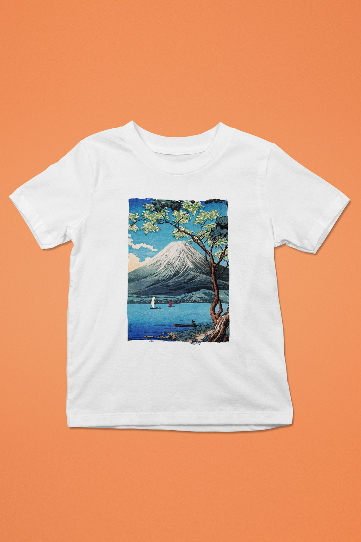 Fuji Dağı Beyaz Unisex Çocuk Tişört