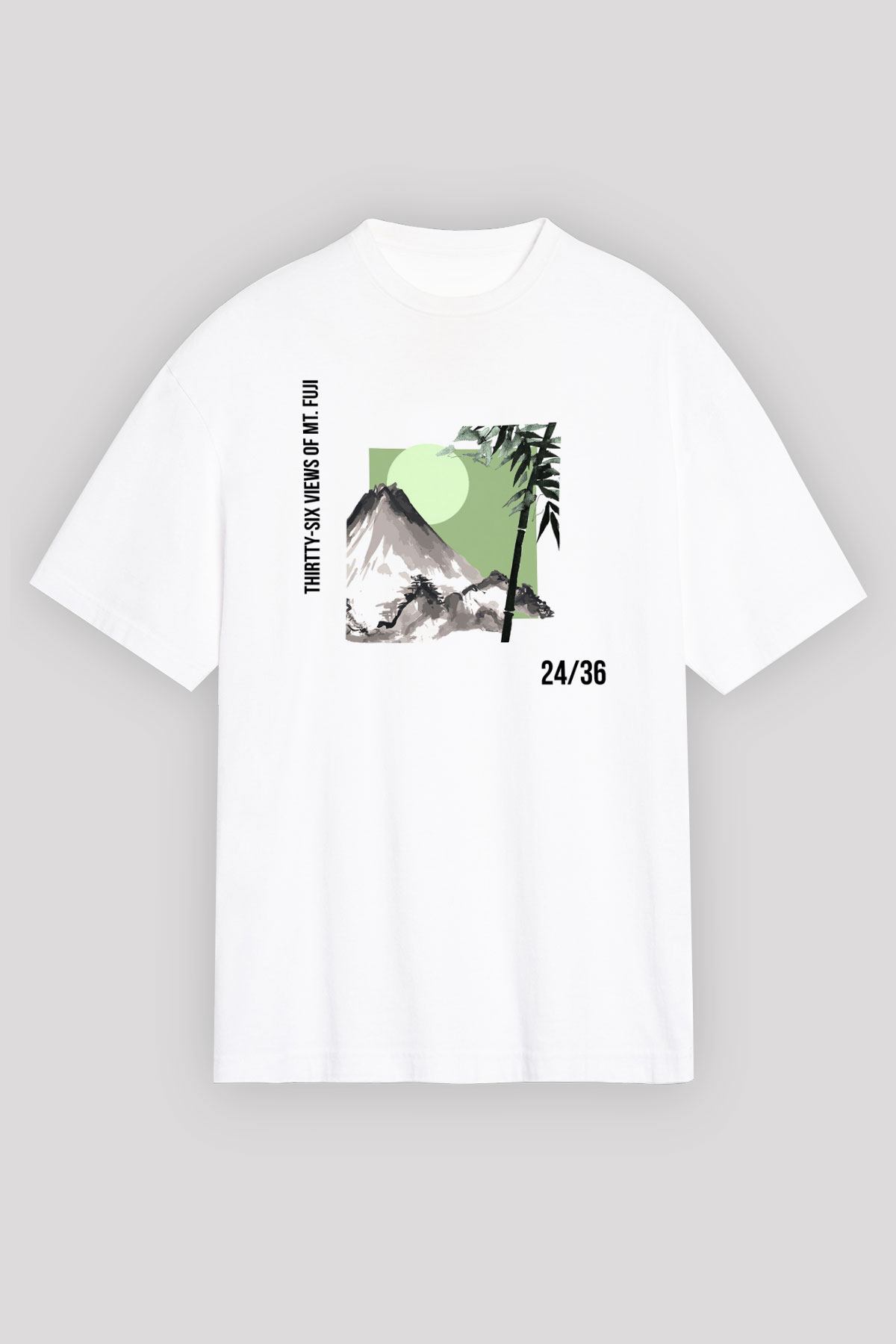 Fuji Dağı Beyaz Unisex Oversize Tişört T-Shirt