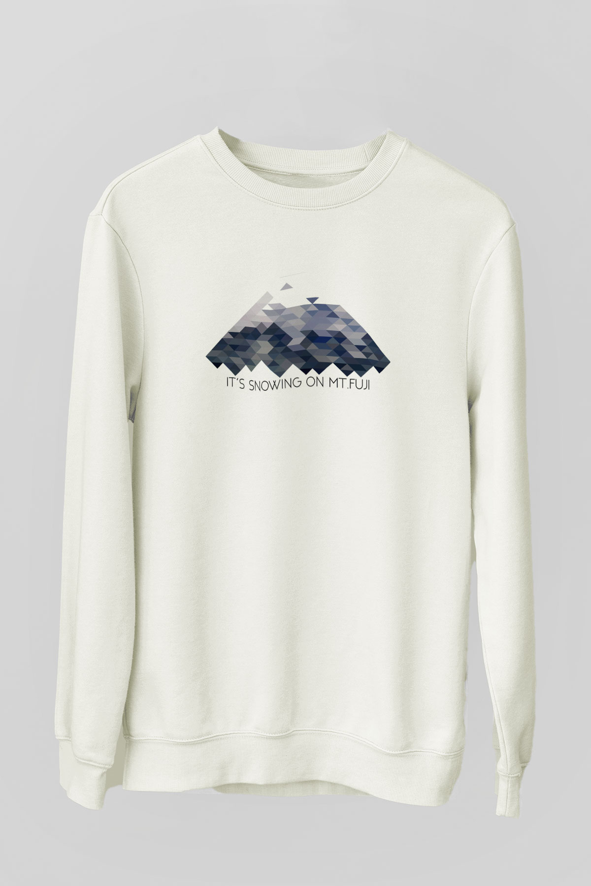 Fuji Dağı Beyaz Unisex Sweatshirt