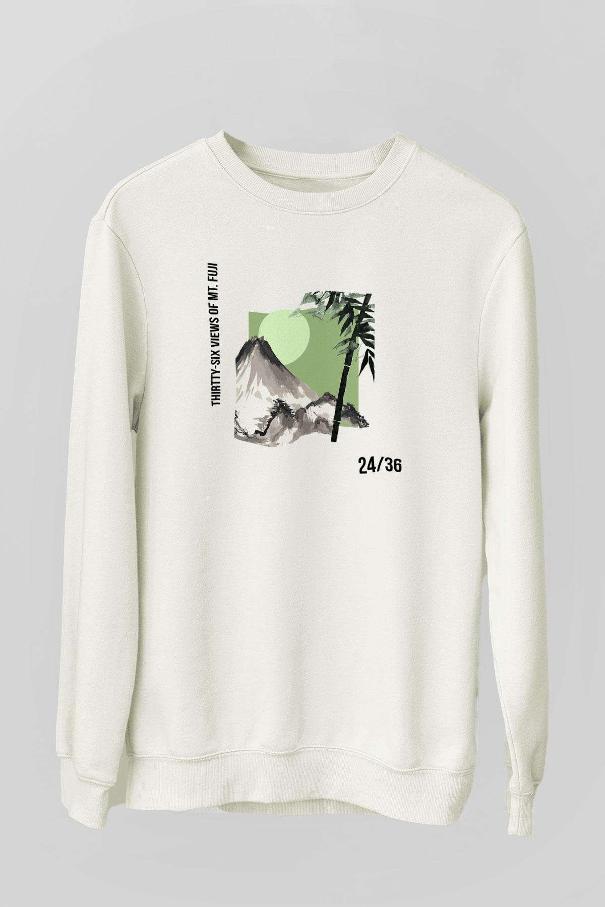 Fuji Dağı Beyaz Unisex Sweatshirt