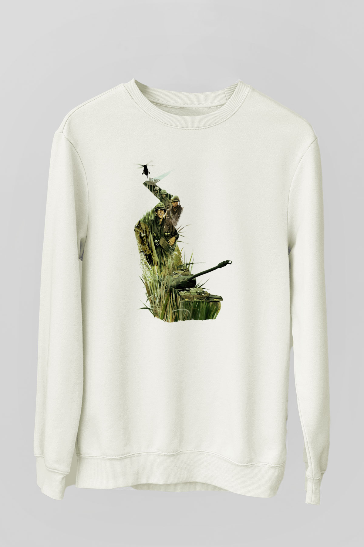 Full Metal Jacket Baskılı Beyaz Unisex Sweatshirt