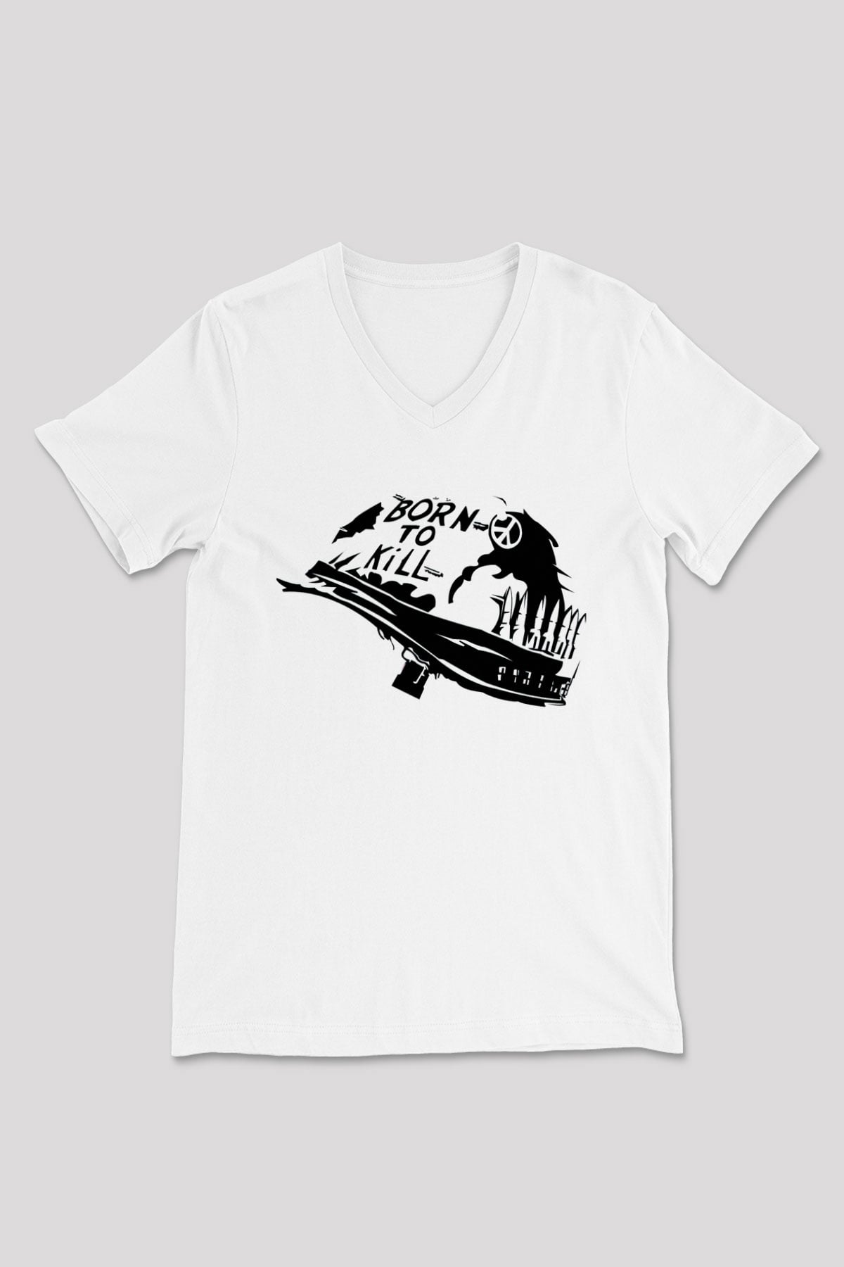 Full Metal Jacket Beyaz Unisex V Yaka Tişört T-Shirt