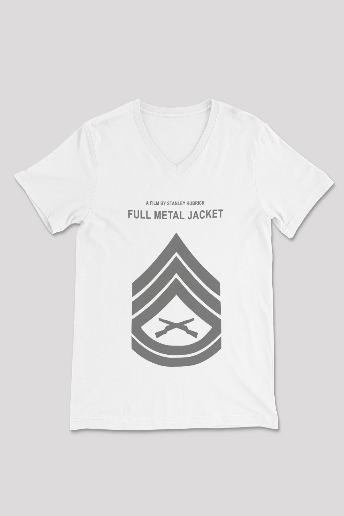 Full Metal Jacket Beyaz Unisex V Yaka Tişört T-Shirt