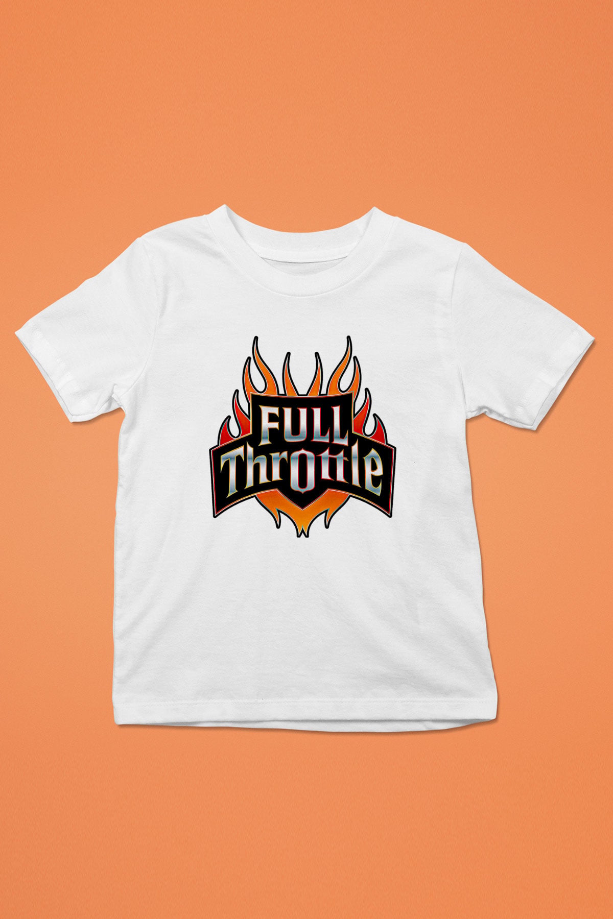 Full Throttle Baskılı Beyaz Unisex Beyaz Çocuk Tişört - Tshirt