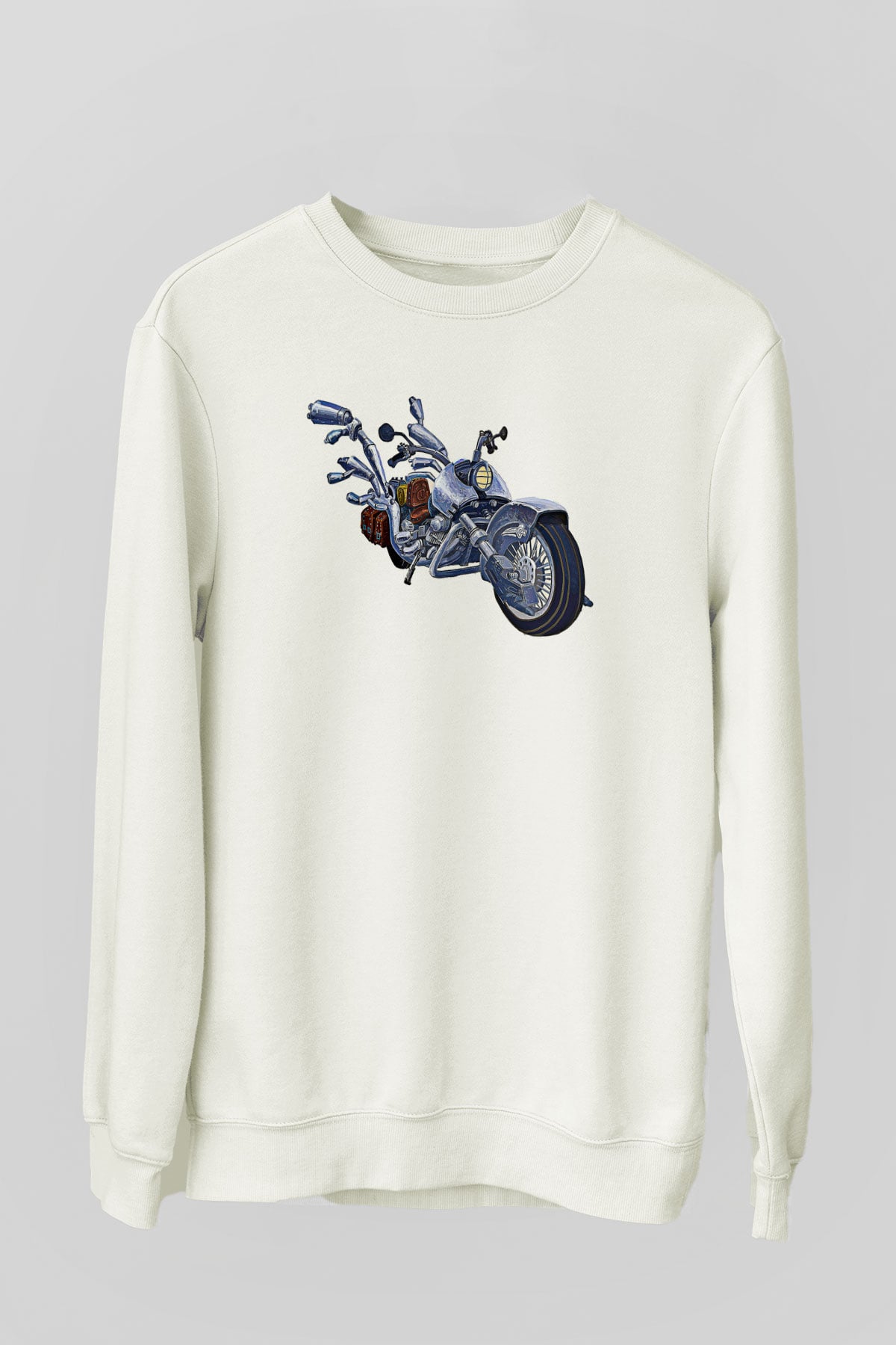 Full Throttle Baskılı Beyaz Unisex Sweatshirt