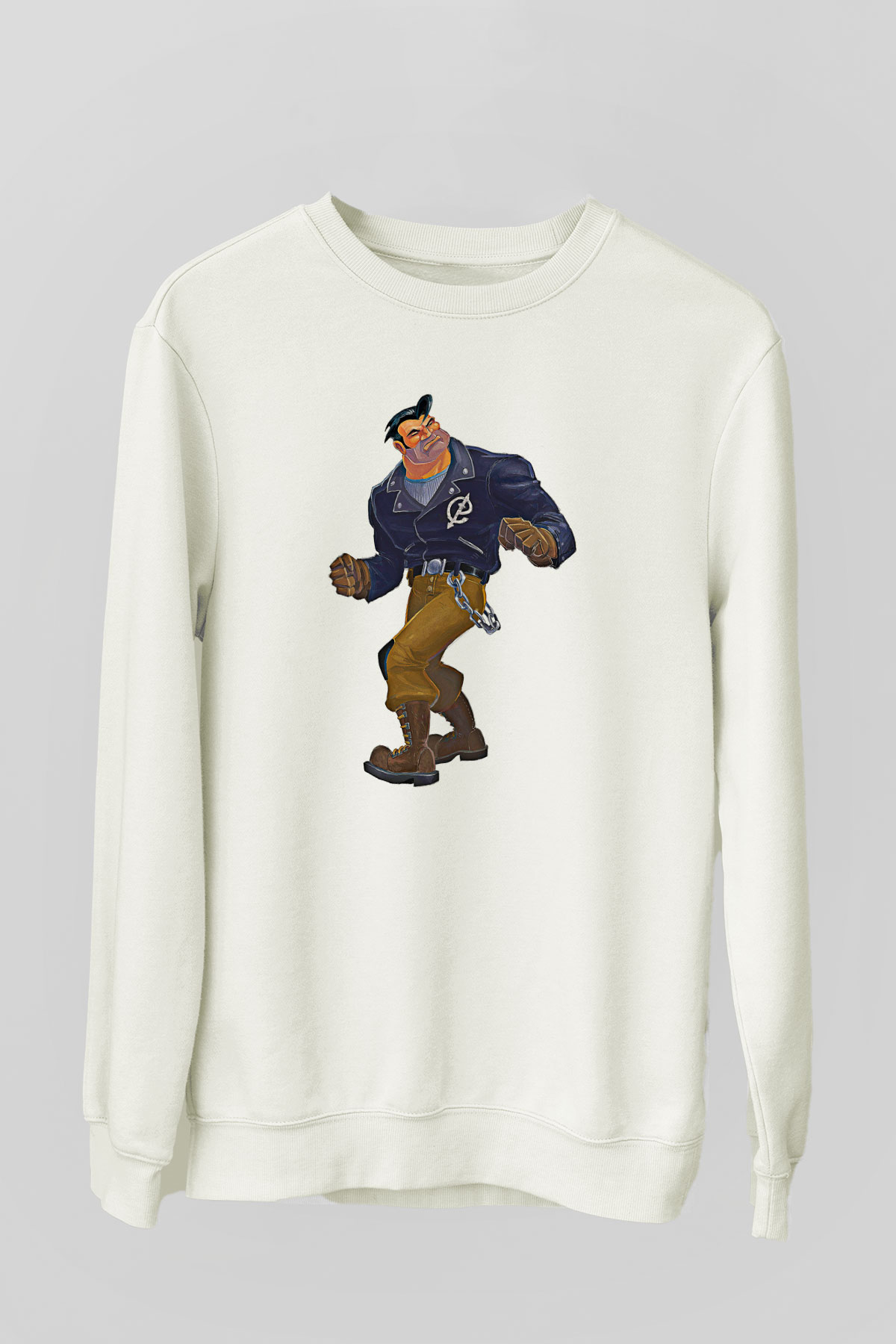 Full Throttle Baskılı Beyaz Unisex Sweatshirt