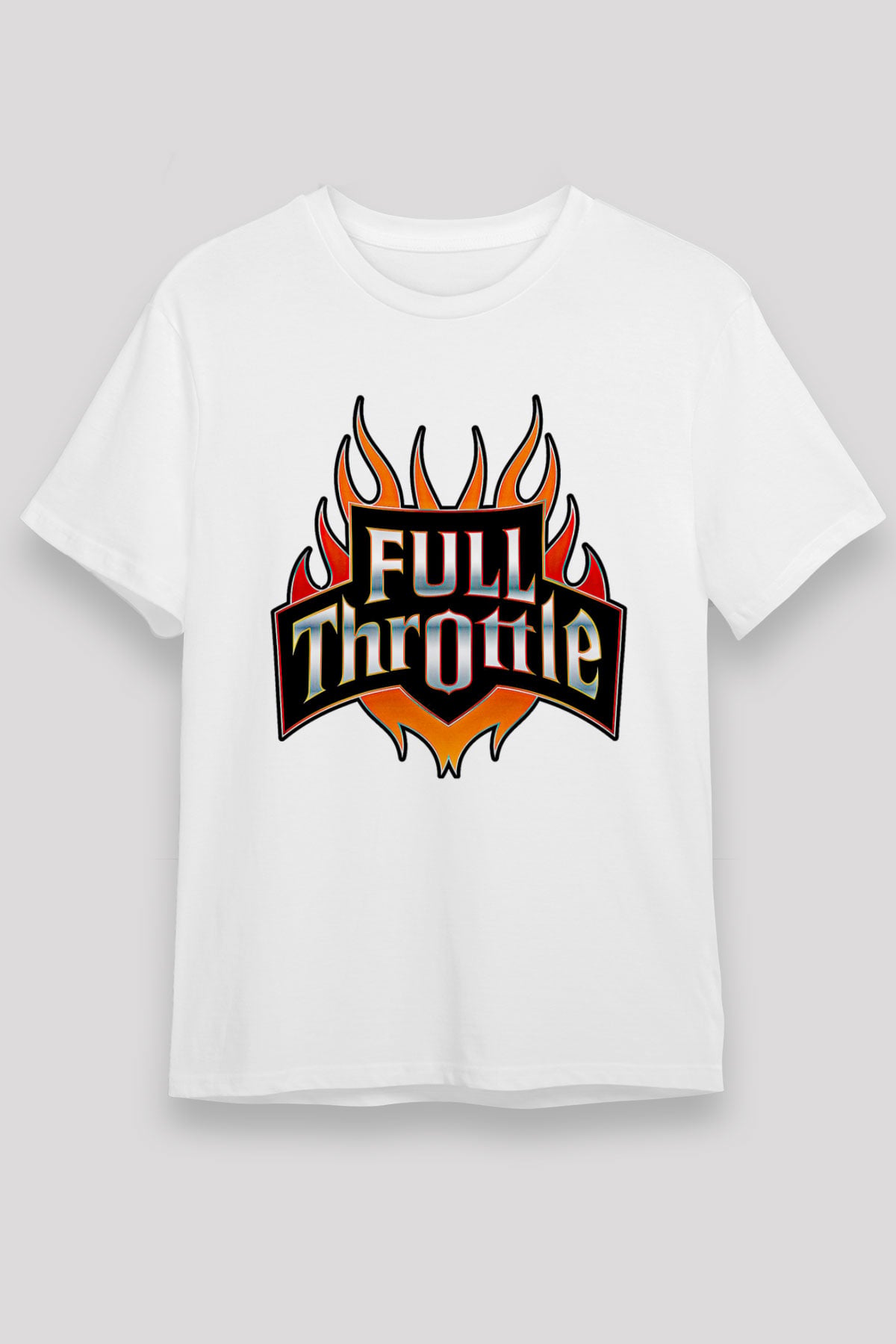 Full Throttle Baskılı Unisex Beyaz Tişört - Tshirt