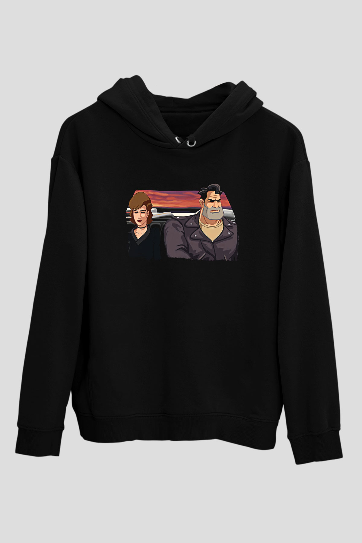 Full Throttle Baskılı Unisex Siyah Kapüşonlu Sweatshirt