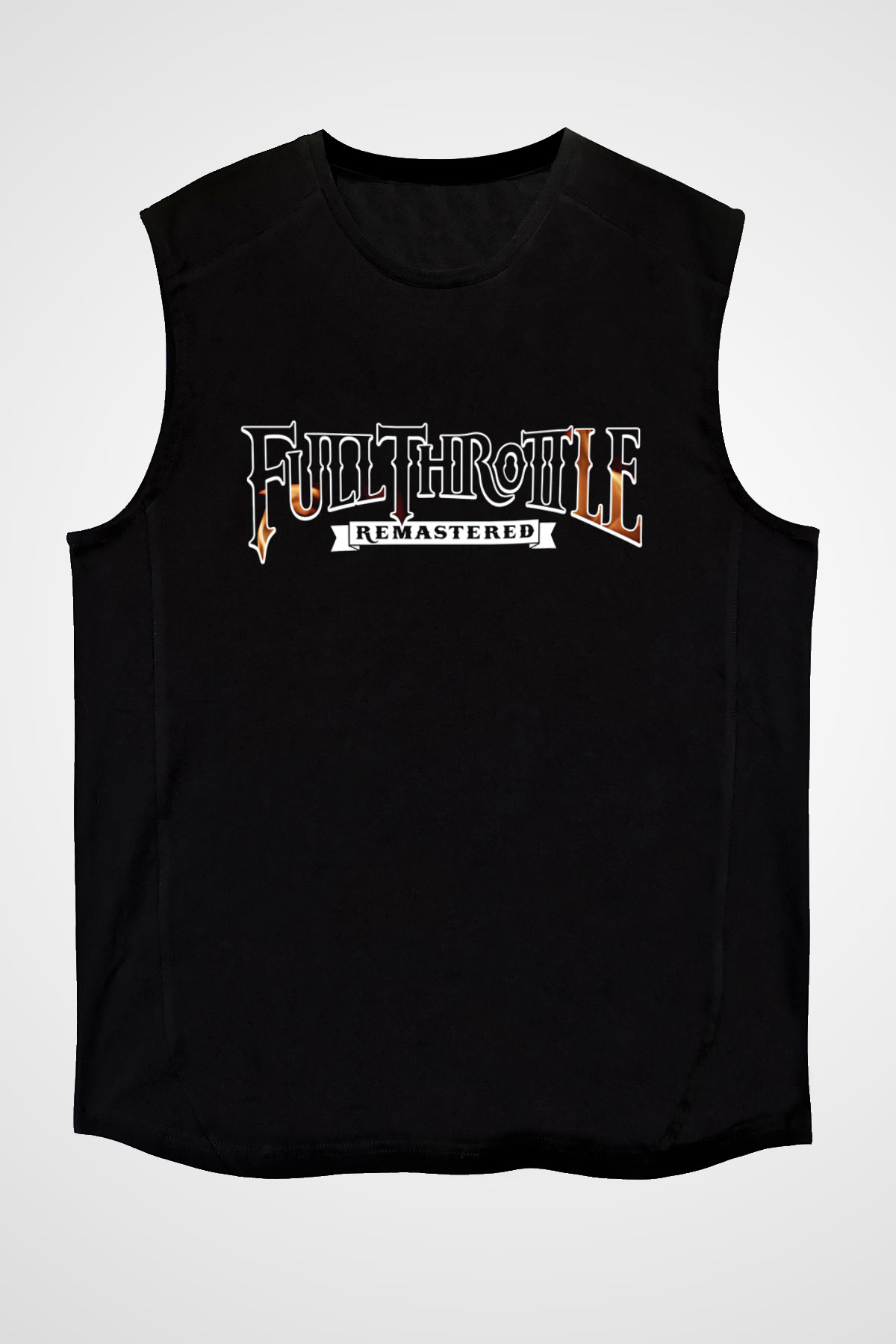 Full Throttle Baskılı Unisex Siyah Kolsuz Tişört - Tshirt