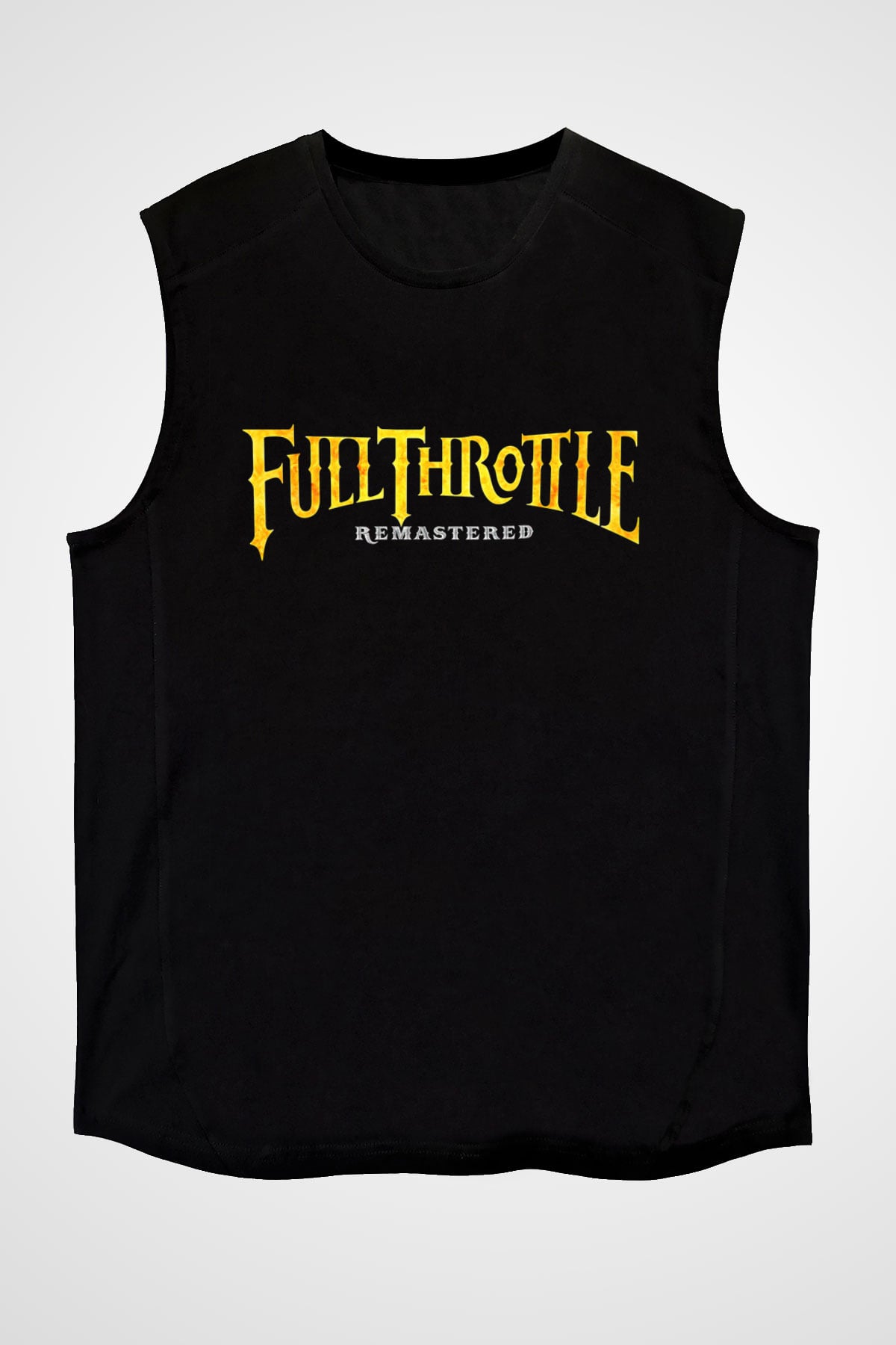 Full Throttle Baskılı Unisex Siyah Kolsuz Tişört - Tshirt
