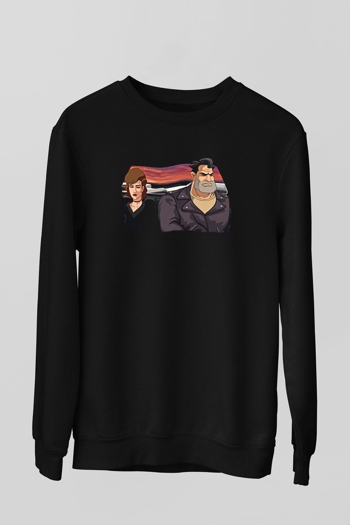 Full Throttle Baskılı Unisex Siyah Sweatshirt