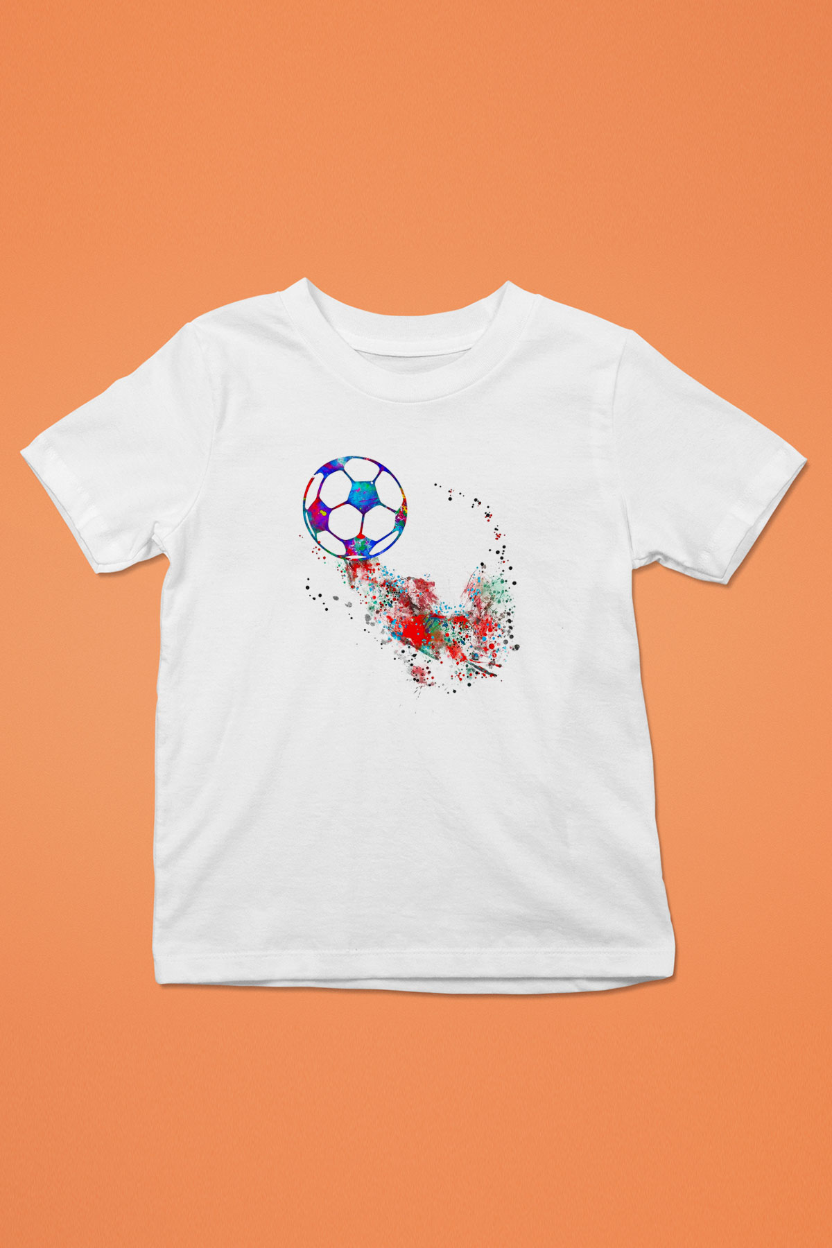 Futbol Baskılı Unisex Beyaz Çocuk Tişört - Tshirt