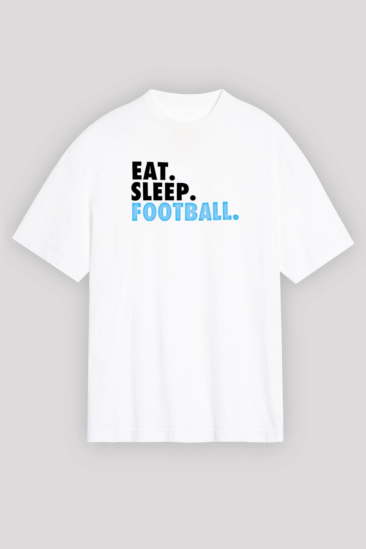 Futbol Baskılı Unisex Beyaz Oversize Tişört - Tshirt