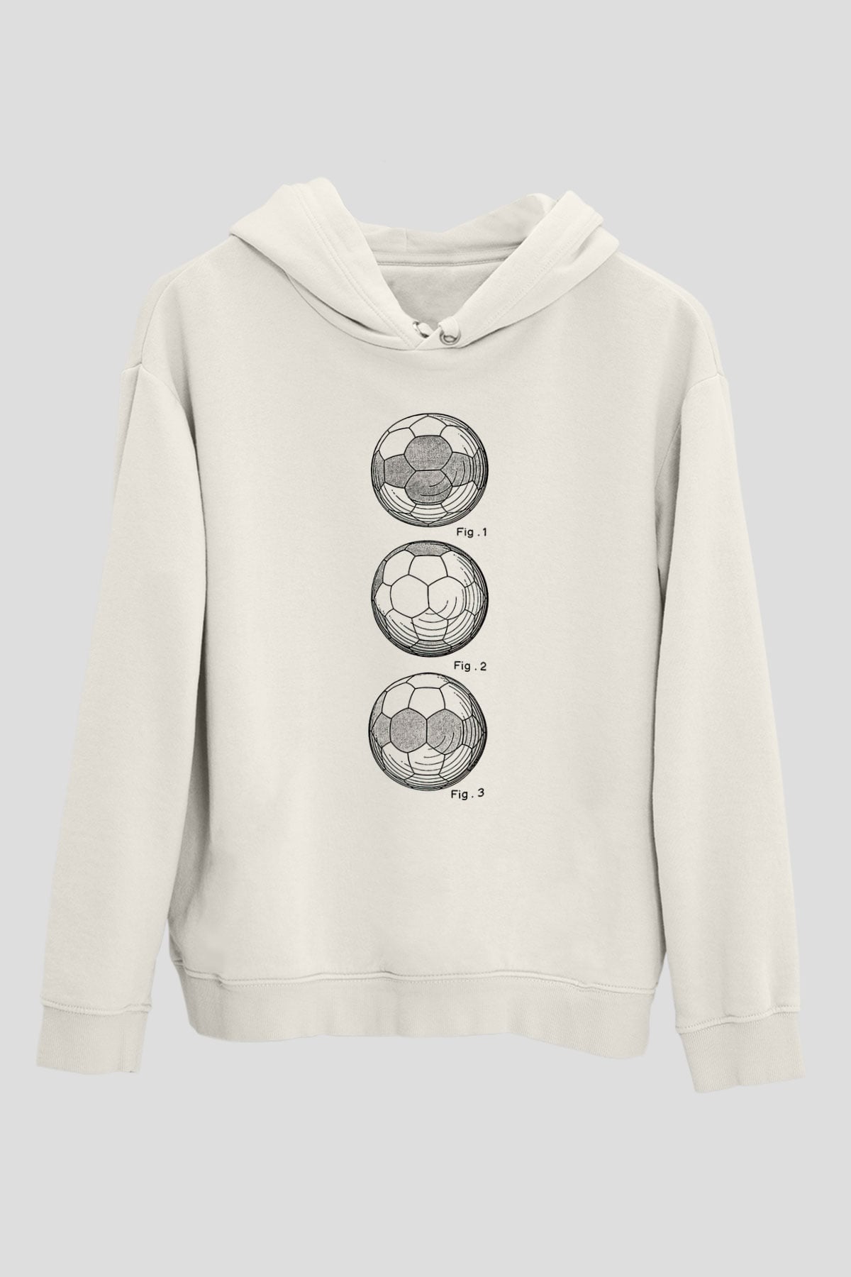 Futbol Baskılı Unisex Ekru Hoodie