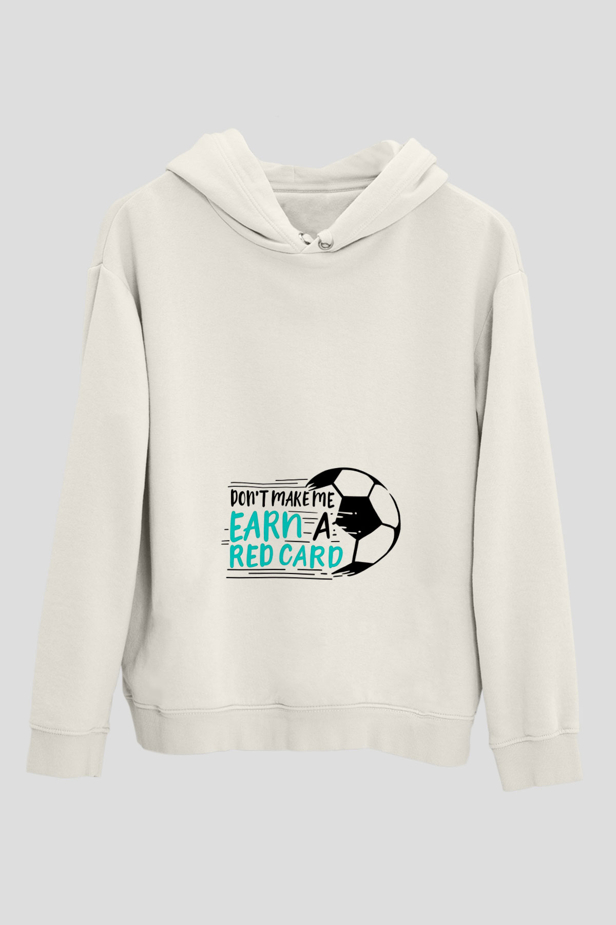 Futbol Baskılı Unisex Ekru Hoodie