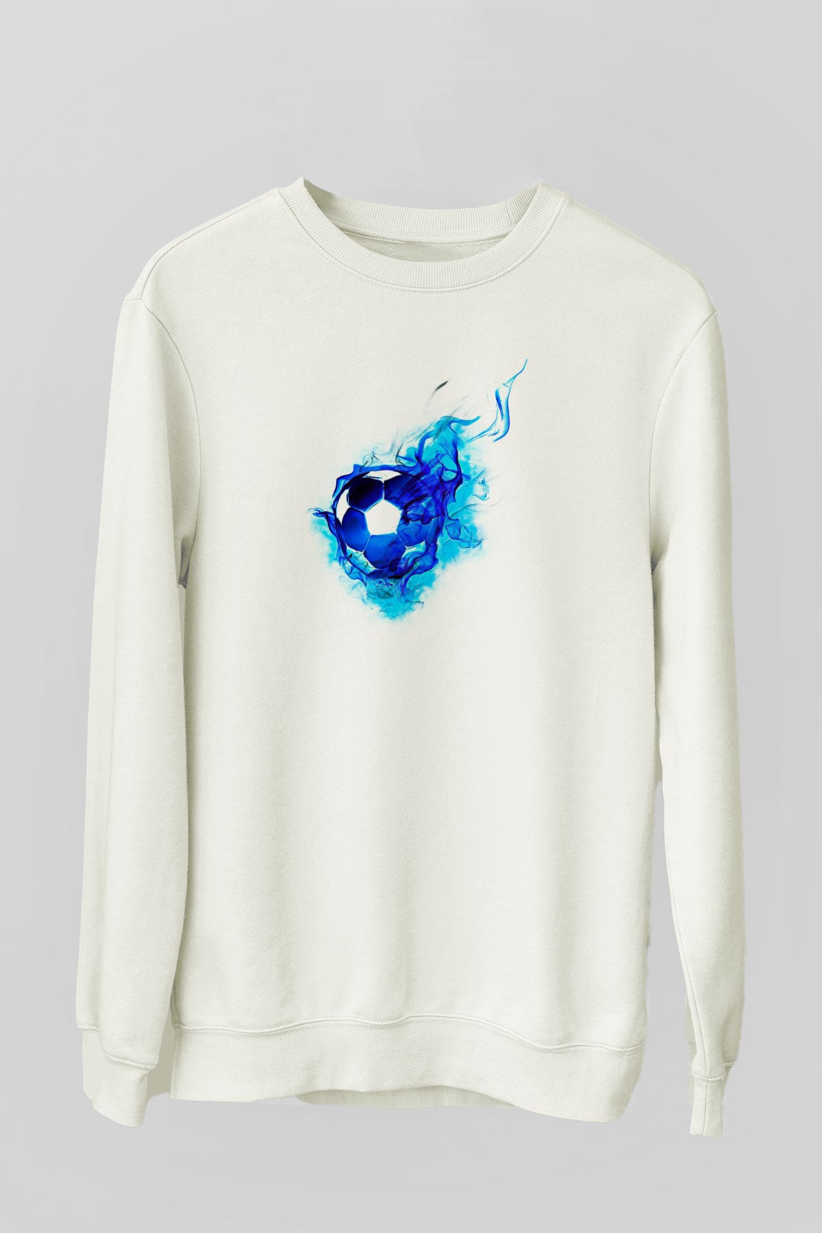 Futbol Baskılı Unisex Ekru Sweatshirt