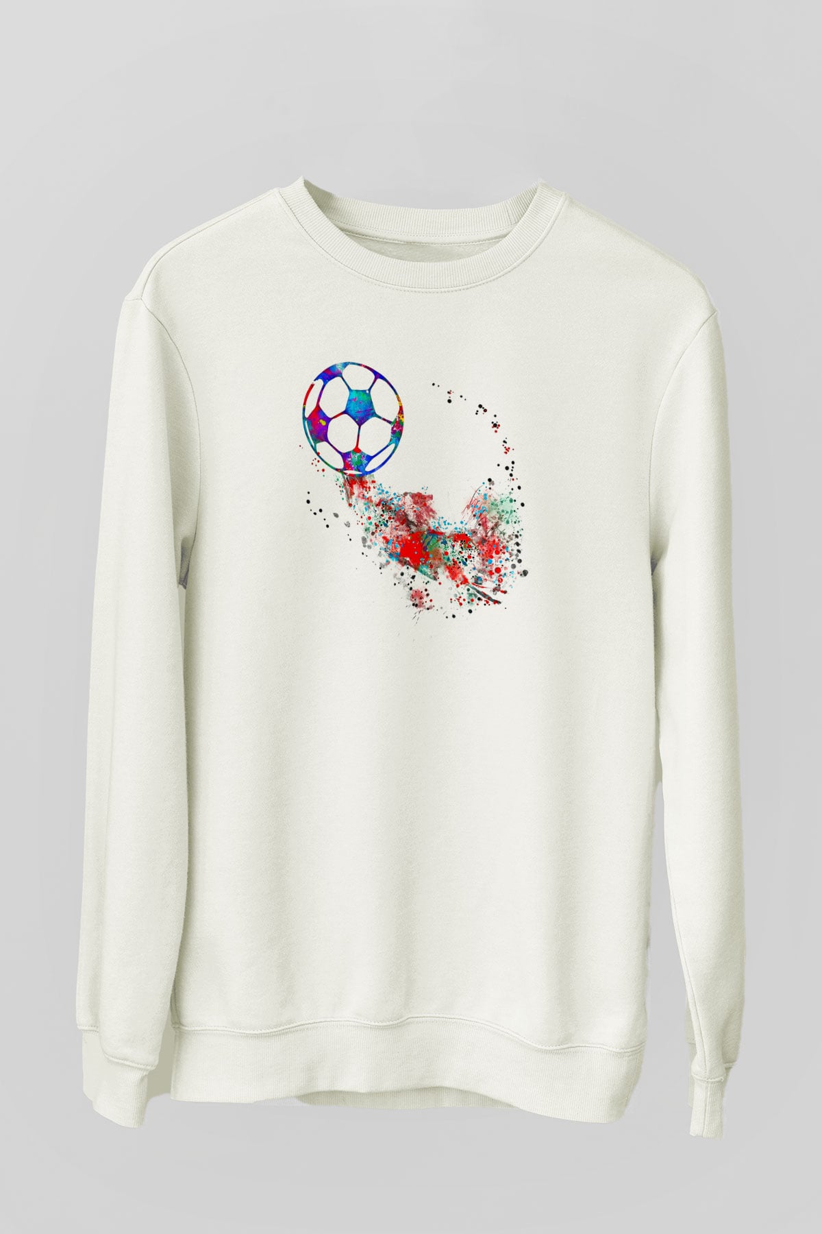 Futbol Baskılı Unisex Ekru Sweatshirt