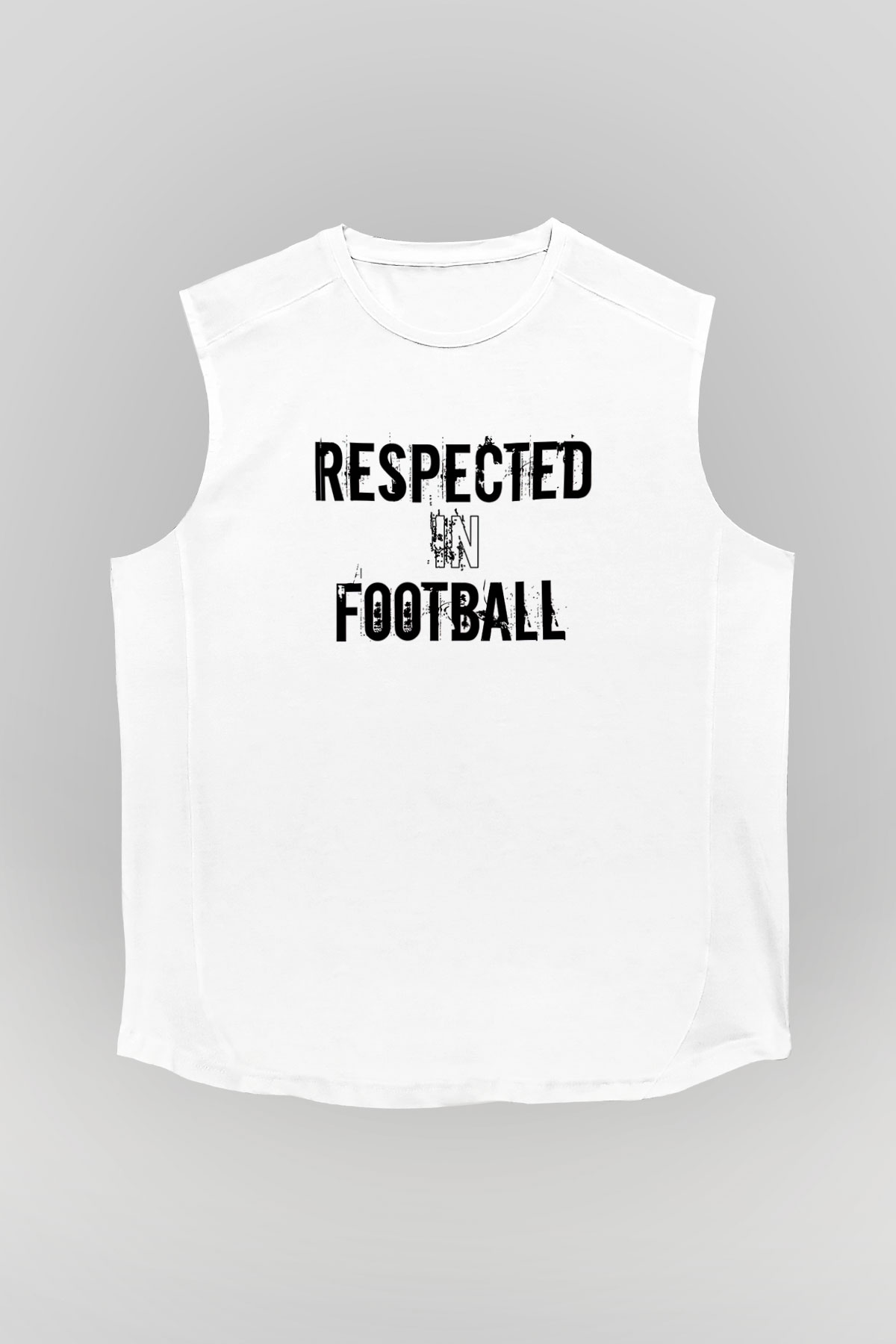Futbol Baskılı Unisex Kolsuz Beyaz Tişört